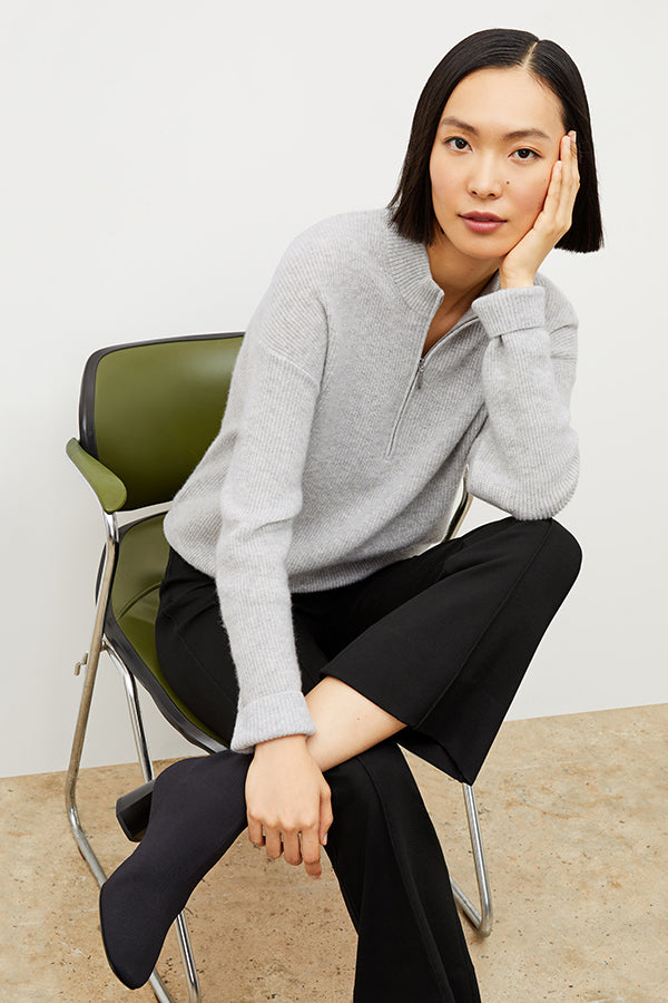 Premium Cashmere Sweater for Women - Soft Light Heather Gray Pullover | Cozy Winter Wear & Casual Office Outfit