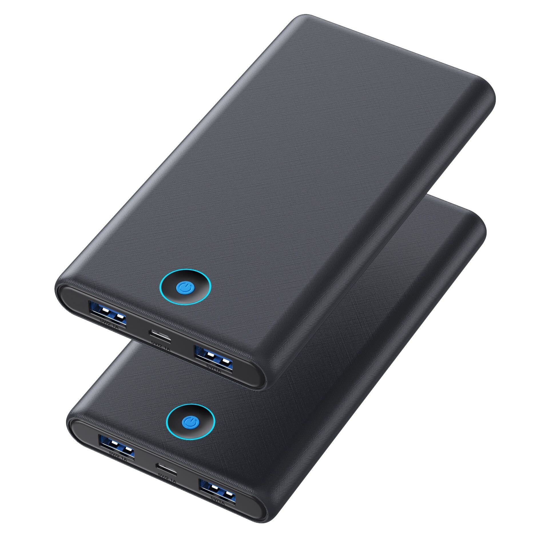 20000mAh Portable Charger 2-Pack - Ultra Slim Fast Charging Power Bank with Dual USB Outputs for iPhone 16/16 Pro/15/14/13/12/X, Samsung S24/S23 & Android Phones - Perfect for Travel, Camping & Emergency Power Backup