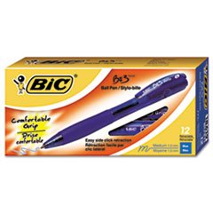Bulk Wholesale CASE of 25 Bic BU3 Ballpoint Pens - 1.0mm Medium Point, Retractable with Rubber Grip, Blue Ink - Perfect for Office, School, and Business Use