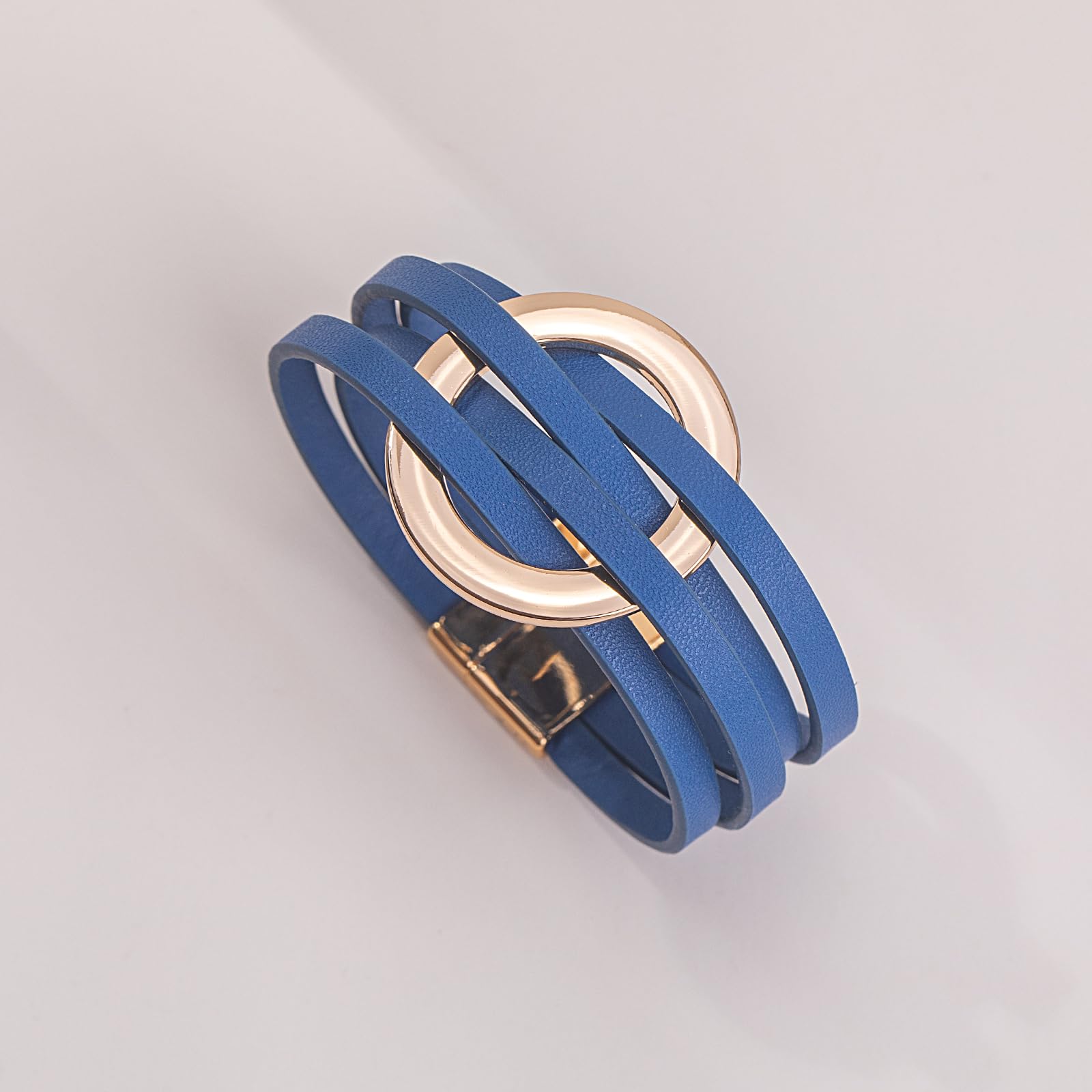 Stylish Boho Braided Leather Wrap Bracelet with Magnetic Clasp - Stackable Layered Cuff Bracelet for Women | Perfect for Casual Wear, Festivals & Layered Jewelry Looks