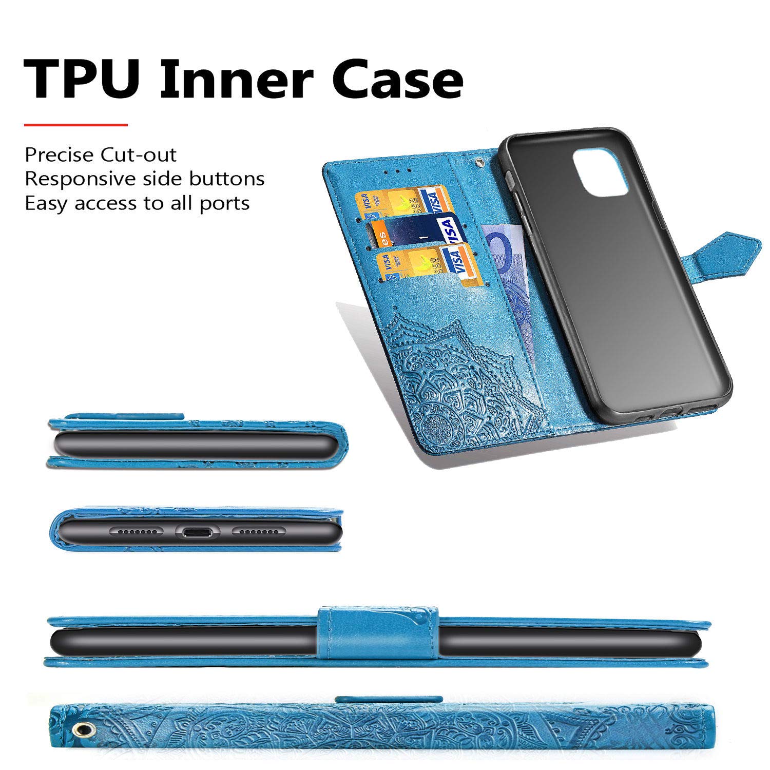 Premium PU Leather Wallet Case for iPhone 11 Pro Max - 6.5