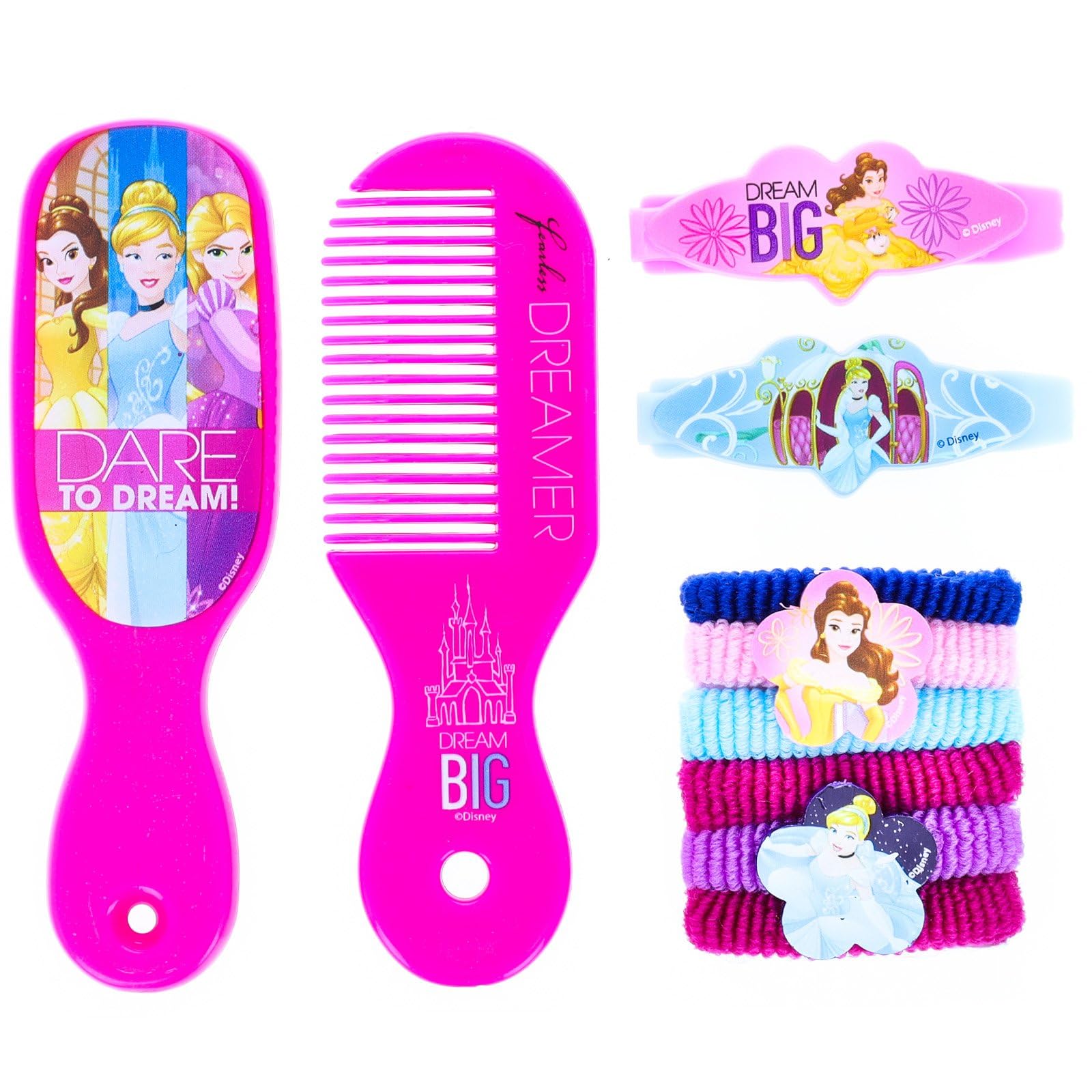 Disney Princess Hair Accessories Gift Set - 13-Piece Hair Bands & Clips for Girls | Perfect for Birthday Parties, Dress-Up & Princess-Themed Events