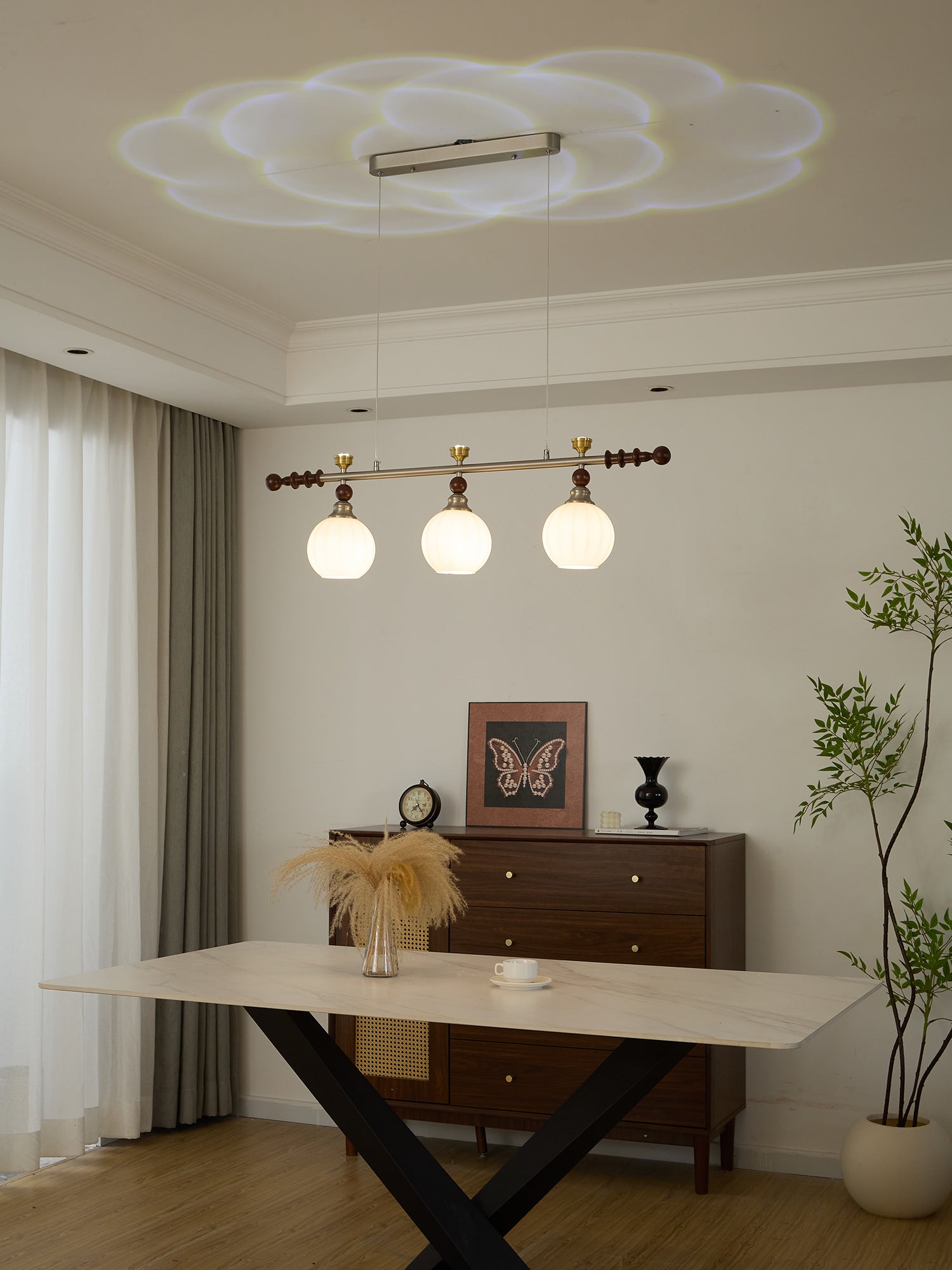 Cassian Linear Pendant Lamp - Modern LED Hanging Light Fixture for Kitchen Island, Dining Room & Living Room | Dimmable Industrial Style Lighting