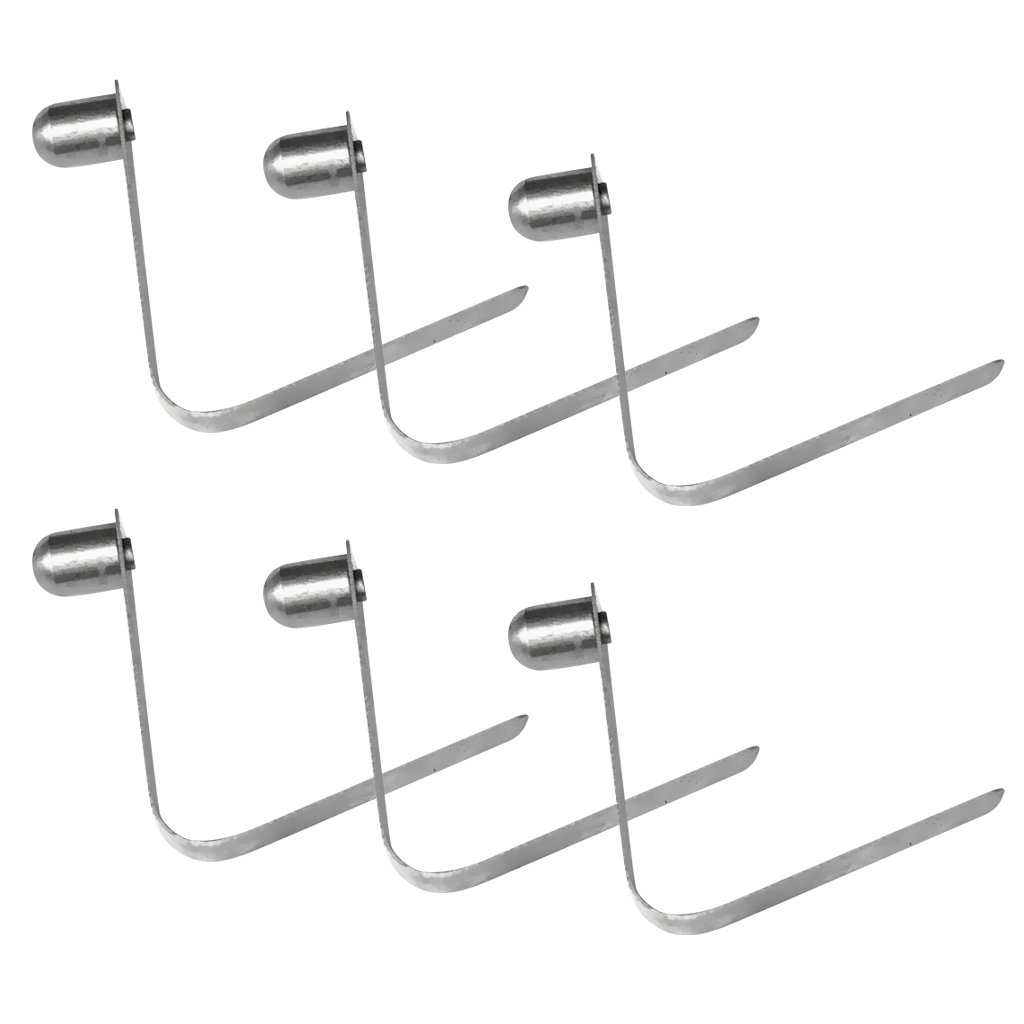 6-Pack 8mm Stainless Steel Spring Clips - Heavy Duty Tent Pole Snap Button Clips for Outdoor Camping, Hiking, Backpacking Gear - Single End Fasteners for Shelter Setup and Repair