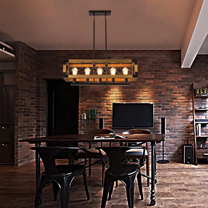 Rustic Wood Chandelier for Dining Room - Farmhouse Ceiling Light Fixture - Perfect for Kitchen, Living Room & Bedroom Lighting Decor