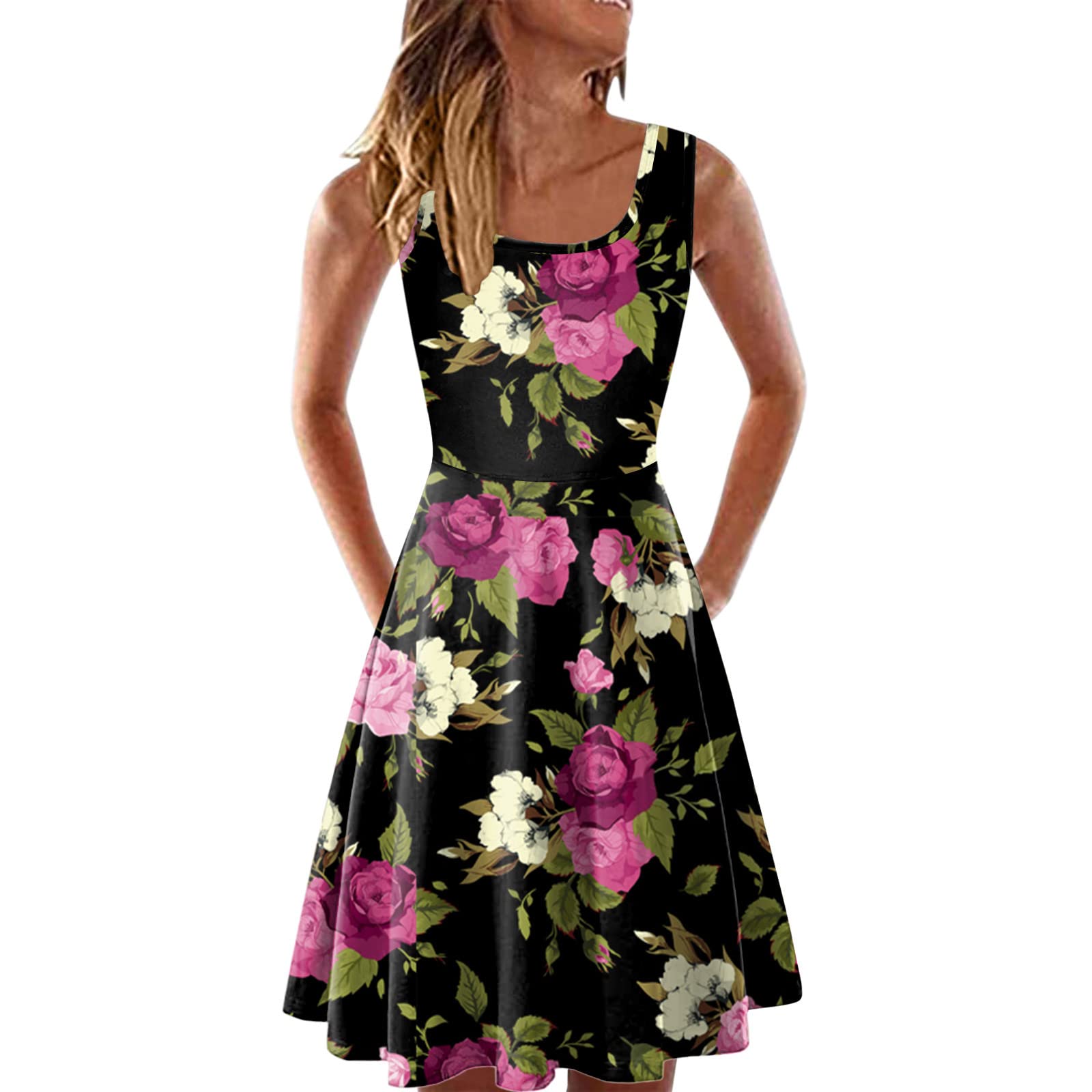 Flattering Women's Smocked Waist Casual Dress - Tummy Control Tiered Tube Top Dress for Everyday Wear | Perfect for Work, Dates & Summer Outings