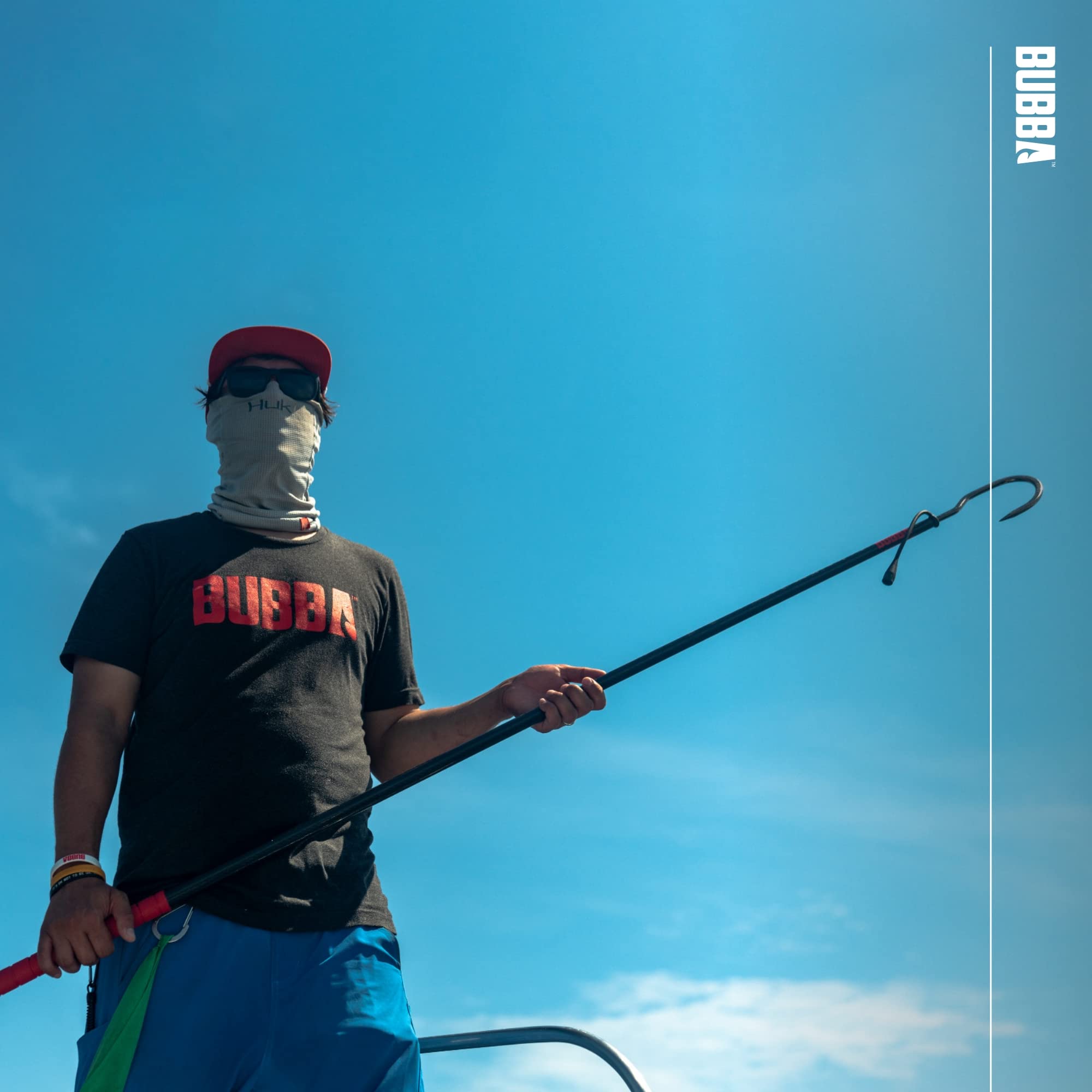 BUBBA 5 Foot Fishing Gaff with 3 Inch Stainless Steel Offset Hook | Non-Slip Grip Handle & Carbon Fiber Shaft | Heavy Duty for Saltwater Fishing, Boat Fishing & Outdoor Adventures