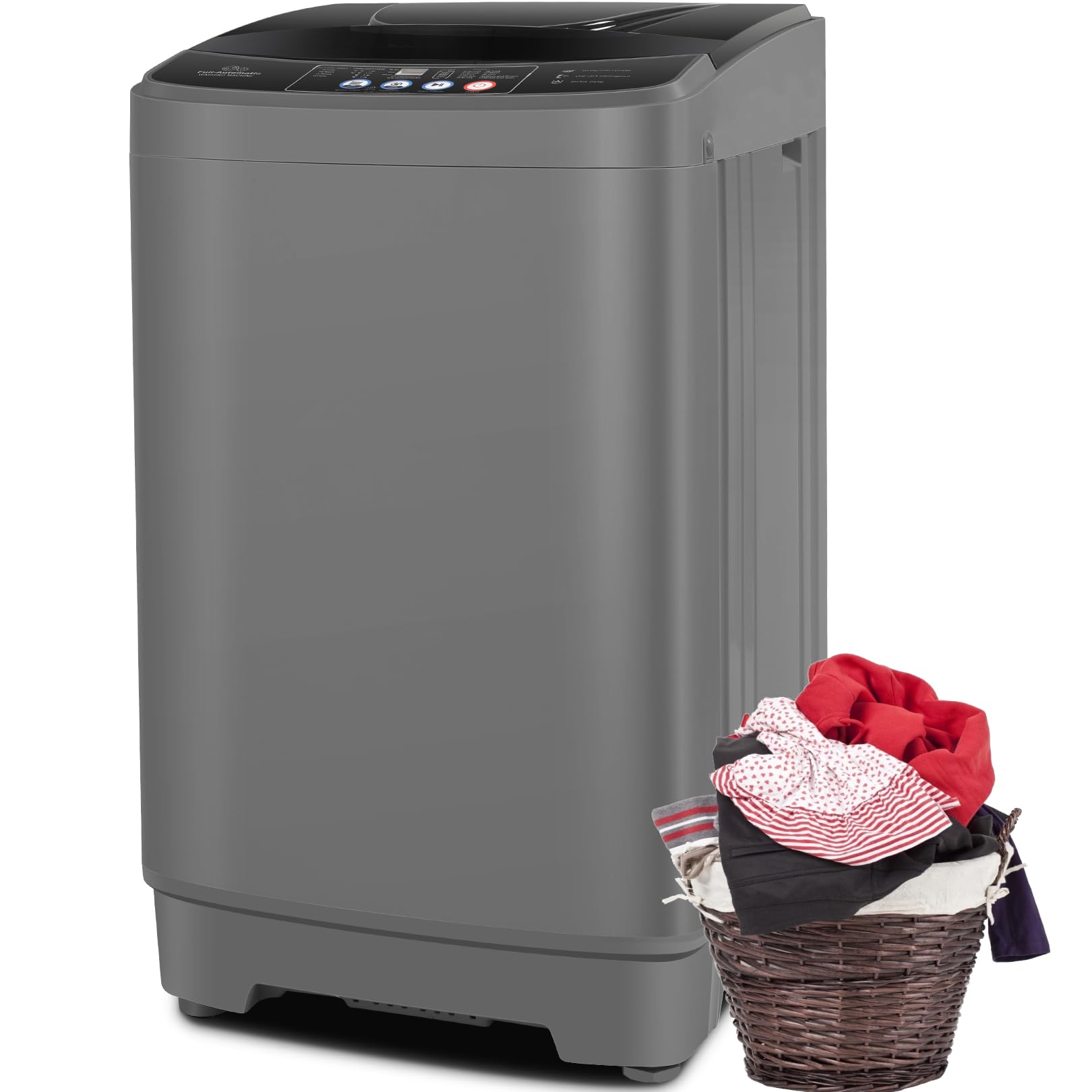 Nictemaw 20Lbs Portable Washing Machine with Drain Pump - 2.8 Cu.ft Compact Washer, 10 Programs & 8 Water Levels - Perfect for Apartments, Dorms, RVs, Camping & Small Spaces - Easy Laundry Solution for Travel & Tiny Homes