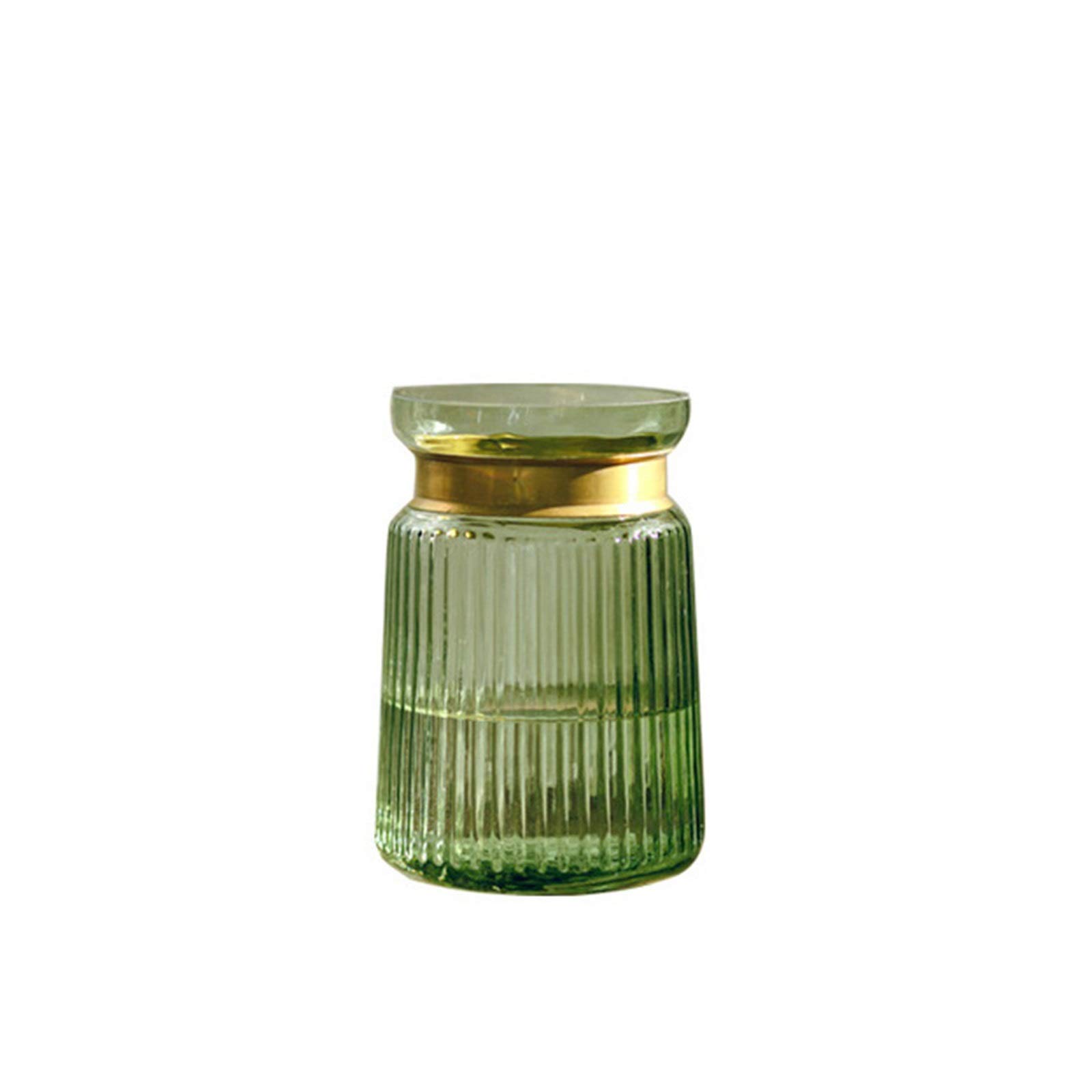 YyuX Thick Glass Green Striped Hydroponic Vase - 11.7