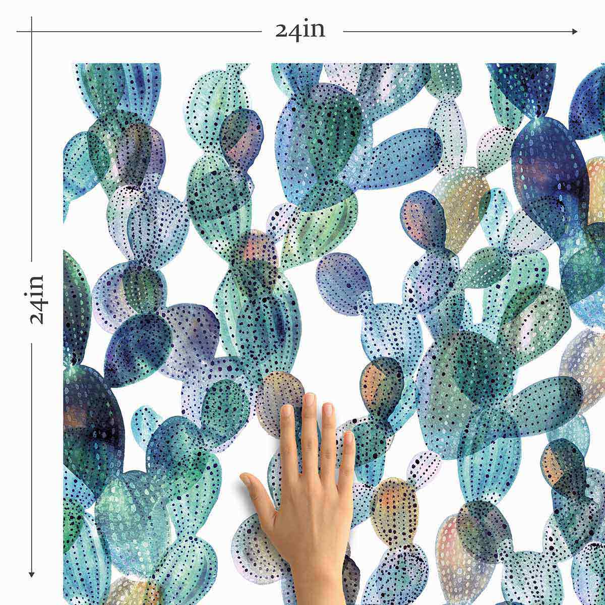 Green Cactus Peel and Stick Removable Wallpaper - Self-Adhesive Decorative Vinyl for Bedroom, Living Room, Office - Easy to Apply & Remove