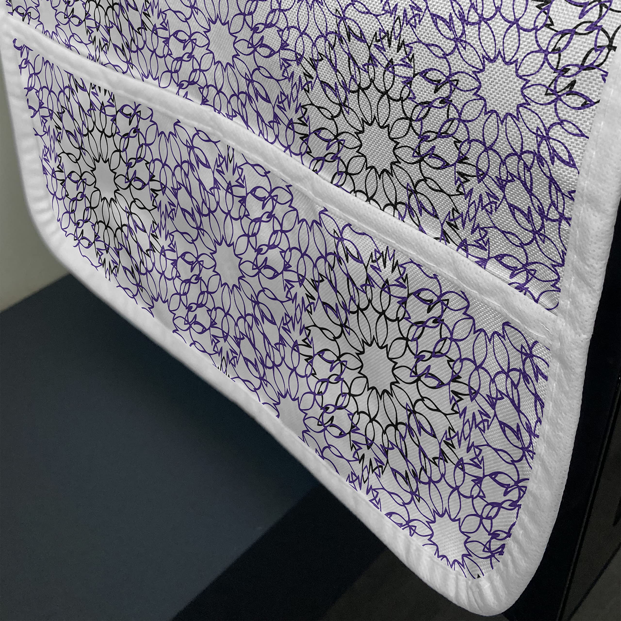Ambesonne Abstract Microwave Cover - Waterproof Mandala Floral Pattern Kitchen Organizer with Pockets, 36x12 Inches, White & Violet - Perfect for Protecting Appliances & Adding Boho Decor to Modern Kitchens