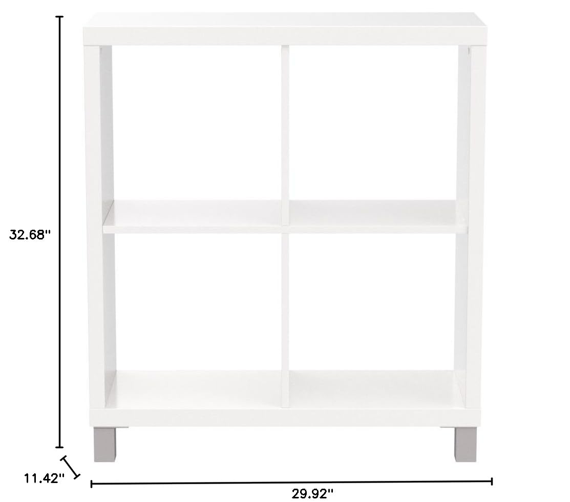 4-Shelf White Bookcase - Sturdy Wooden Bookshelf for Home, Office & Study Room Organization