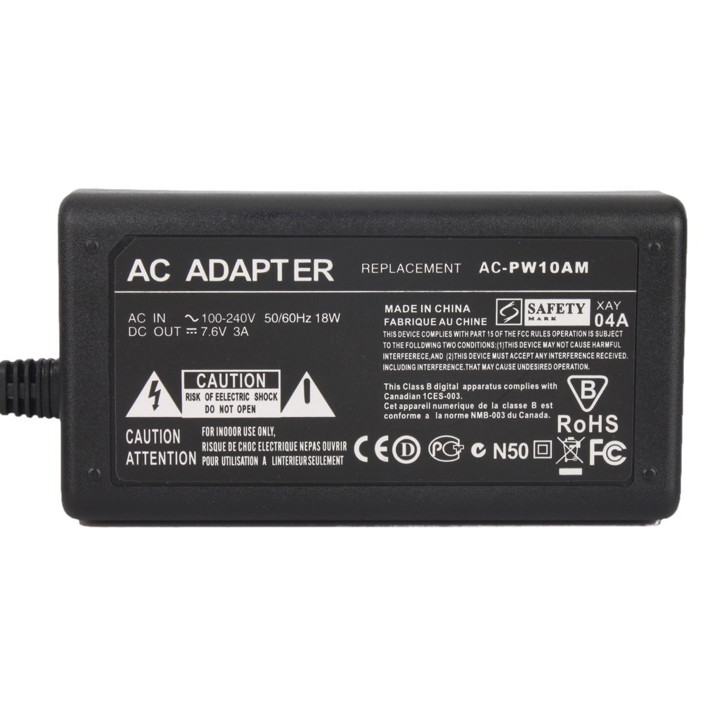 Professional AC-PW10AM AC Power Adapter for Digital Cameras - Compatible with Canon, Nikon, Sony DSLR - Perfect for Travel, Studio Photography & Home Use