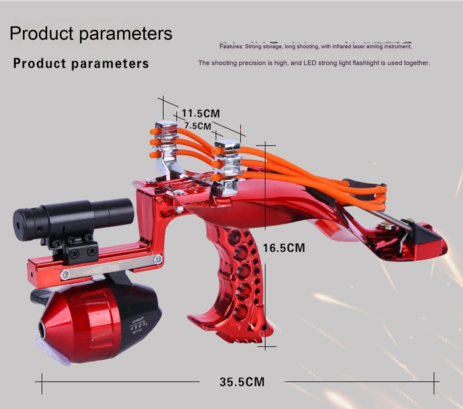 Premium Stainless Steel Hunting Slingshot with Laser & Infrared Aiming - High Speed Slingshot for Fishing, Hunting & Outdoor Sports | Perfect for Fishermen, Survivalists & Target Practice