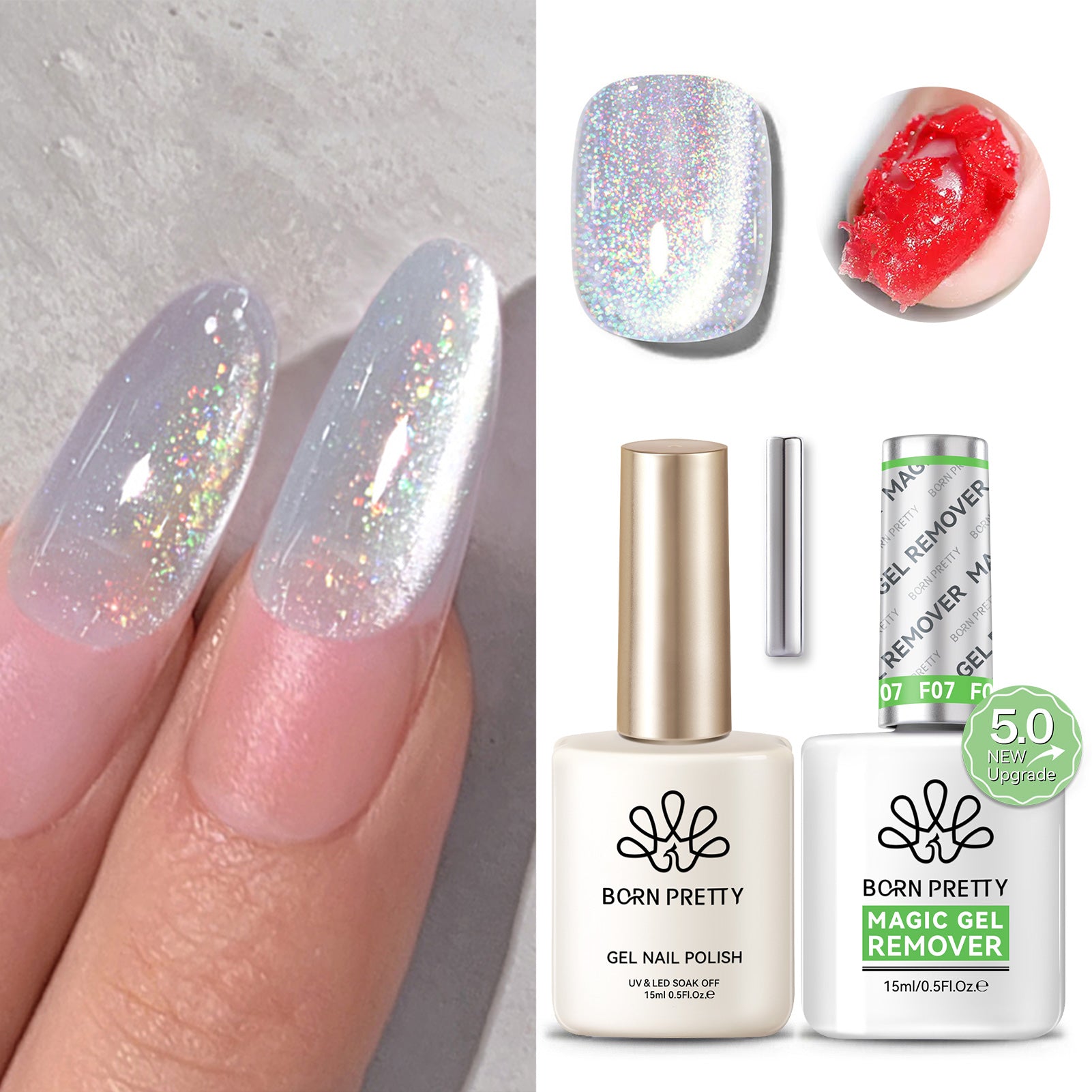 2-Pack Magic Gel Remover with Cat Magnetic Gel - 15ml Nail Polish Remover Set (#33) - Perfect for At-Home Manicures & Nail Art Removal