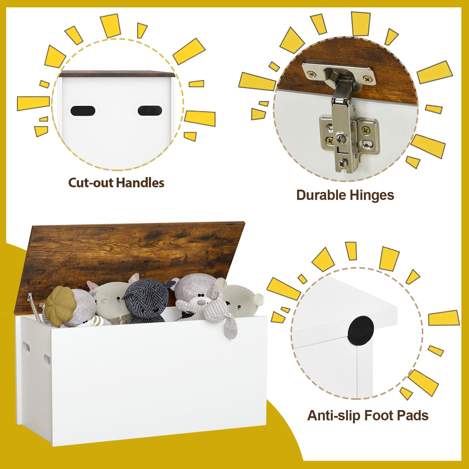 Costzon Wooden Kids Toy Storage Box - 35.5