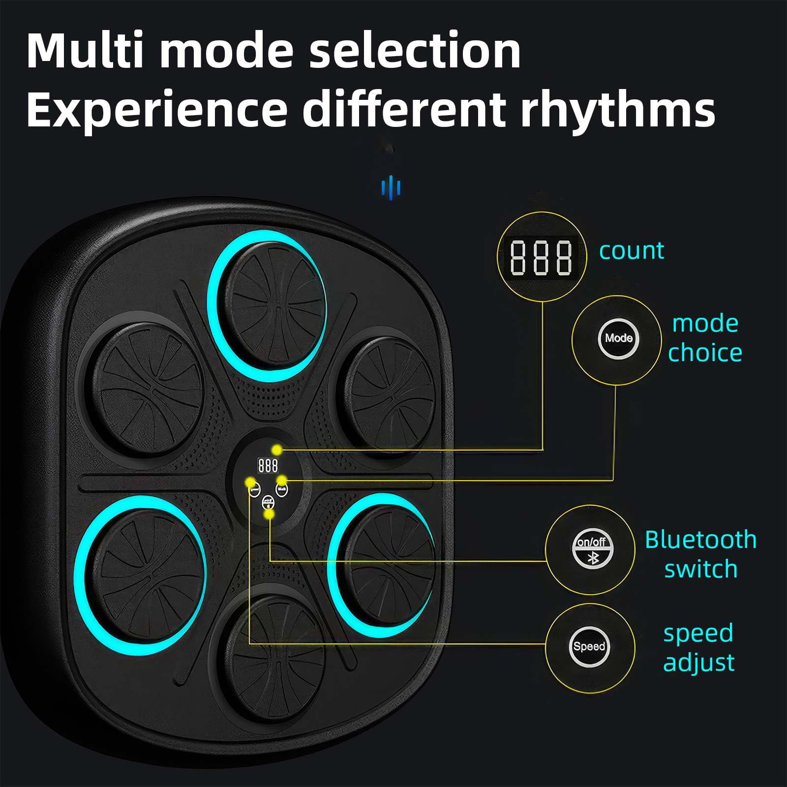 Bluetooth LED Musical Boxing Machine with Smart Technology - Wall Mounted Punching Bag for Adults & Kids - Home Fitness & Stress Relief Equipment for Boxing Training & Fun Workouts