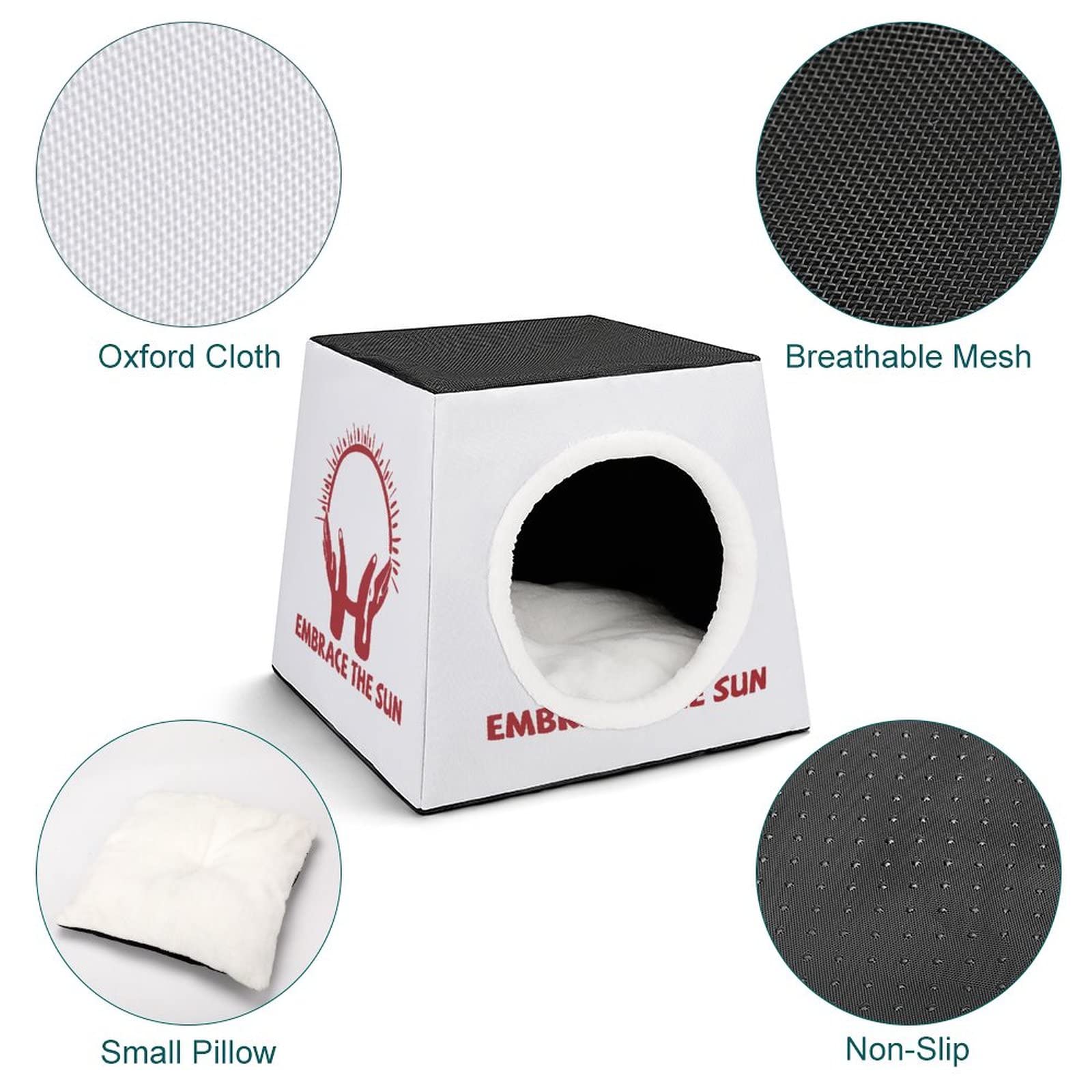 Custom Printed Cat House & Indoor Pet Bed - Cozy Cat Cube Condo with Sunbathing Spot for Kittens & Cats - Perfect for Living Room, Bedroom & Home Decor