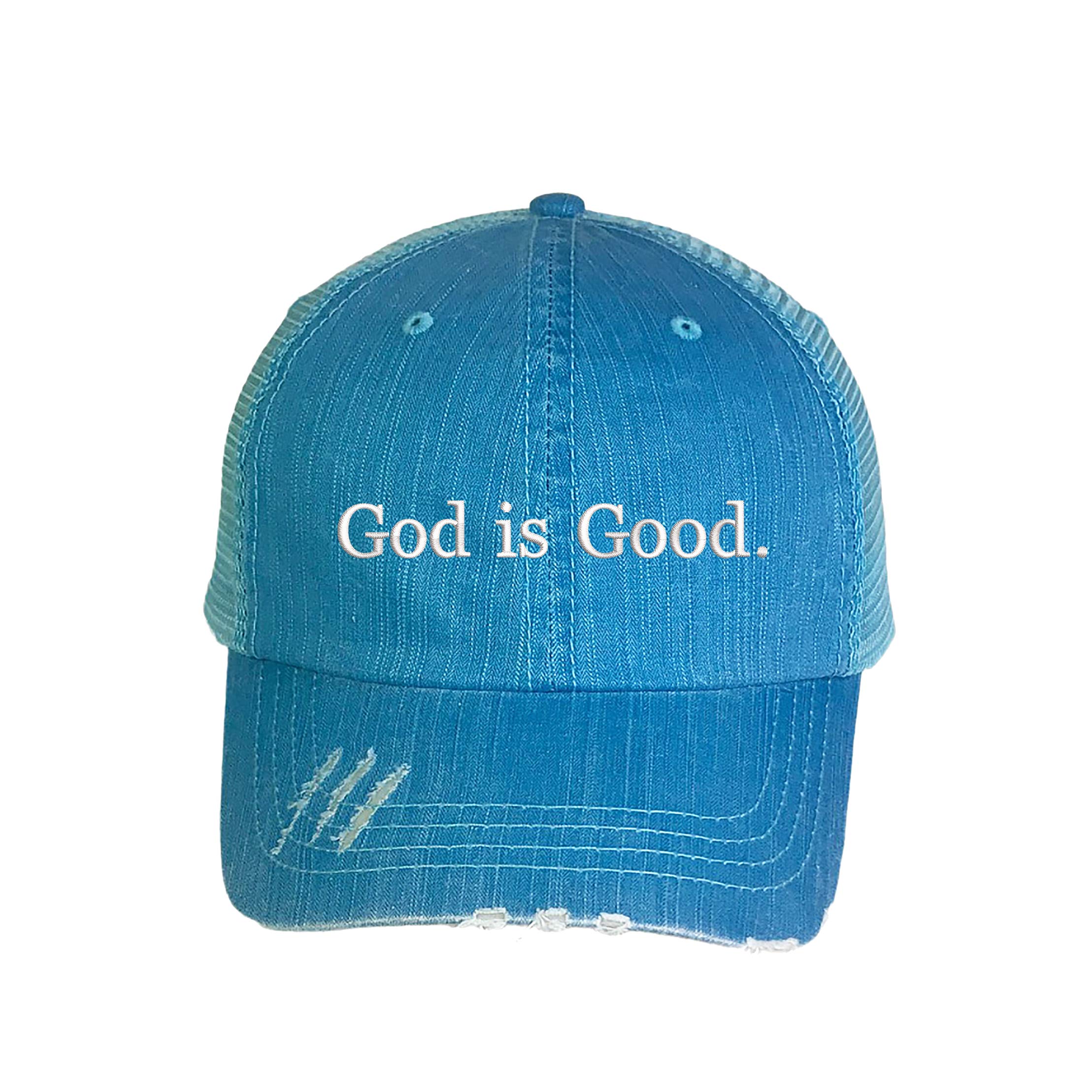 God is Good Distressed Trucker Hat - Embroidered Baseball Cap for Men & Women - Vintage Style Adjustable Snapback for Outdoor Activities, Sports & Casual Wear