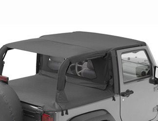 Bestop 5258535 Black Diamond Safari-Style Bikini Top for 2007-2009 Jeep Wrangler JK 2-Door - Convertible Soft Top Replacement for Summer Off-Road Adventures & Beach Driving