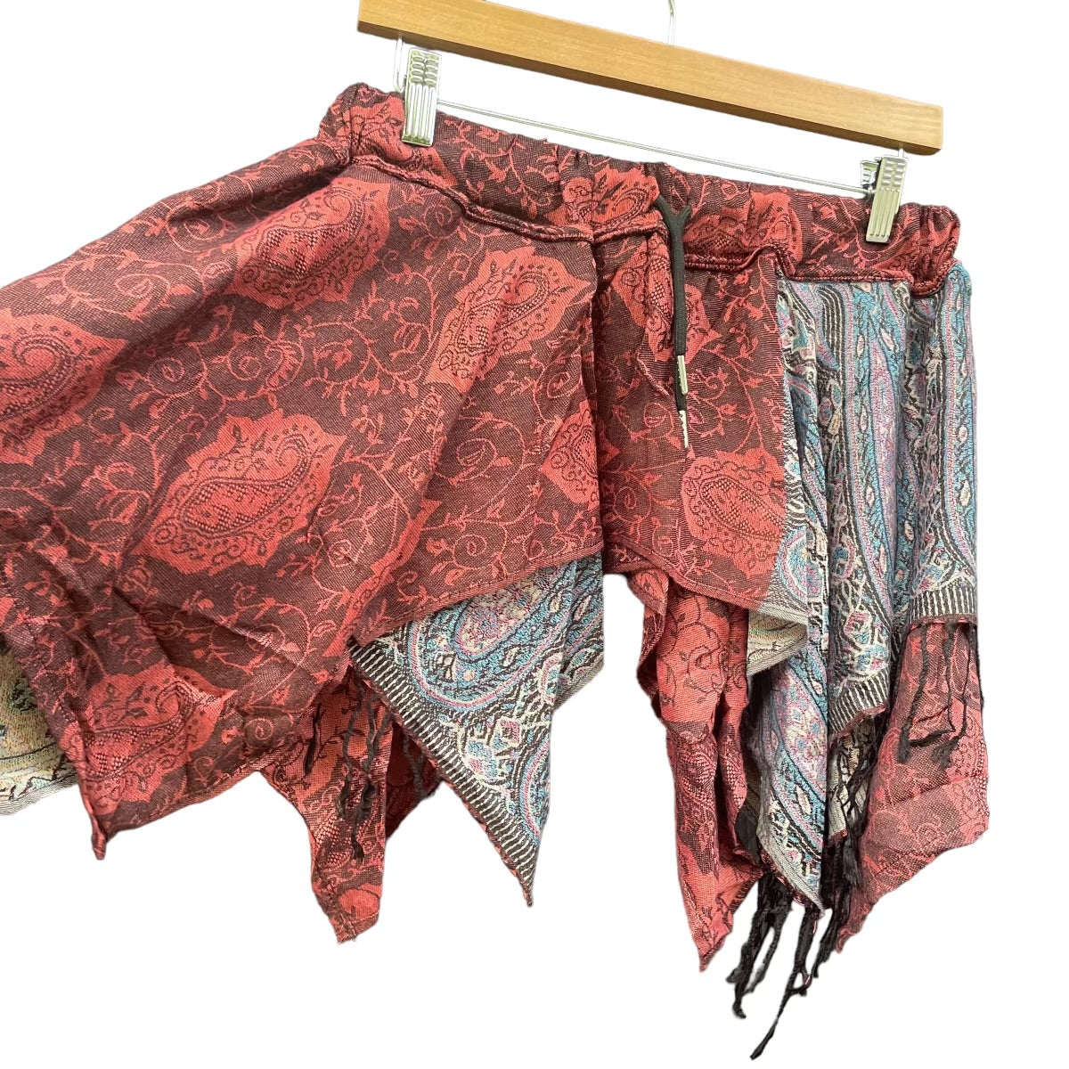 Fairy Pashmina Skirt - Red & Black Paisley Print Flowy Maxi Skirt for Women | Boho Chic Summer Beach Dress, Festival Outfit, Vacation Wear