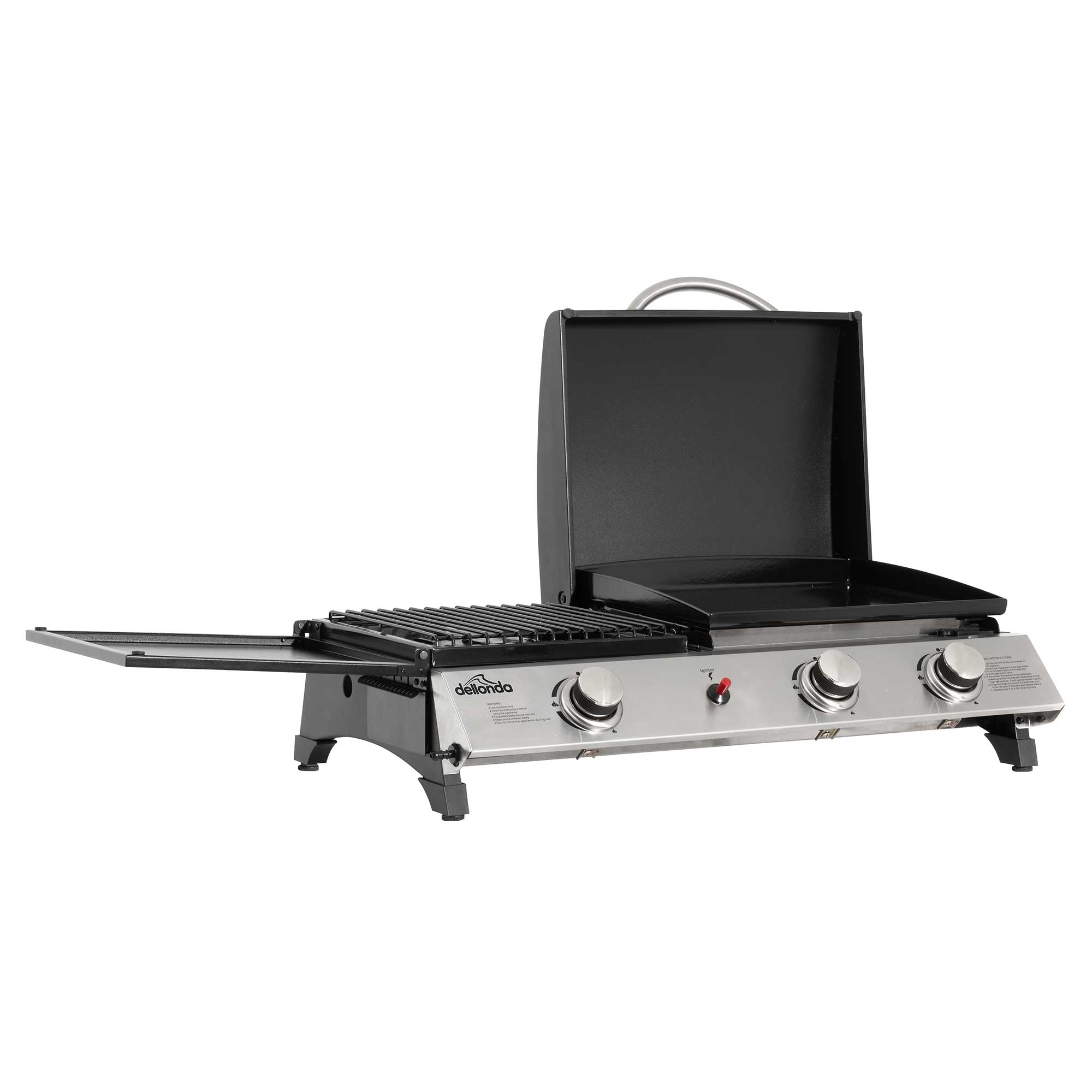 2+1 Burner Portable Gas Grill & Griddle - 8.5kW Stainless Steel Outdoor BBQ Hot Plate for Camping, Tailgating & Backyard Cooking (Model DG276)
