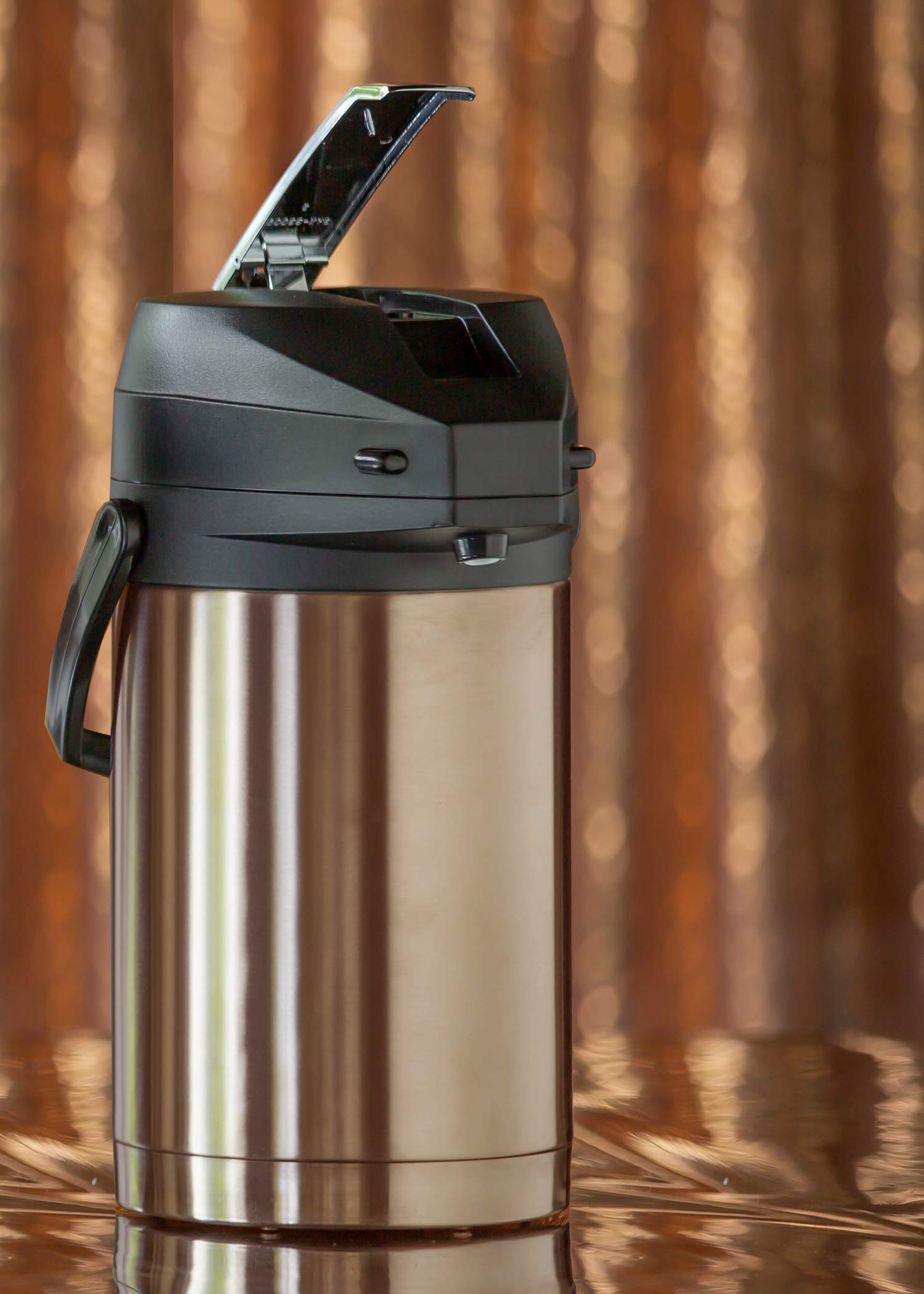 Insulated Stainless Steel 3L Airpot Coffee Dispenser with Lever - NSF Certified Large Hot Beverage Server in Rose Gold for Restaurants, Offices & Catering Events