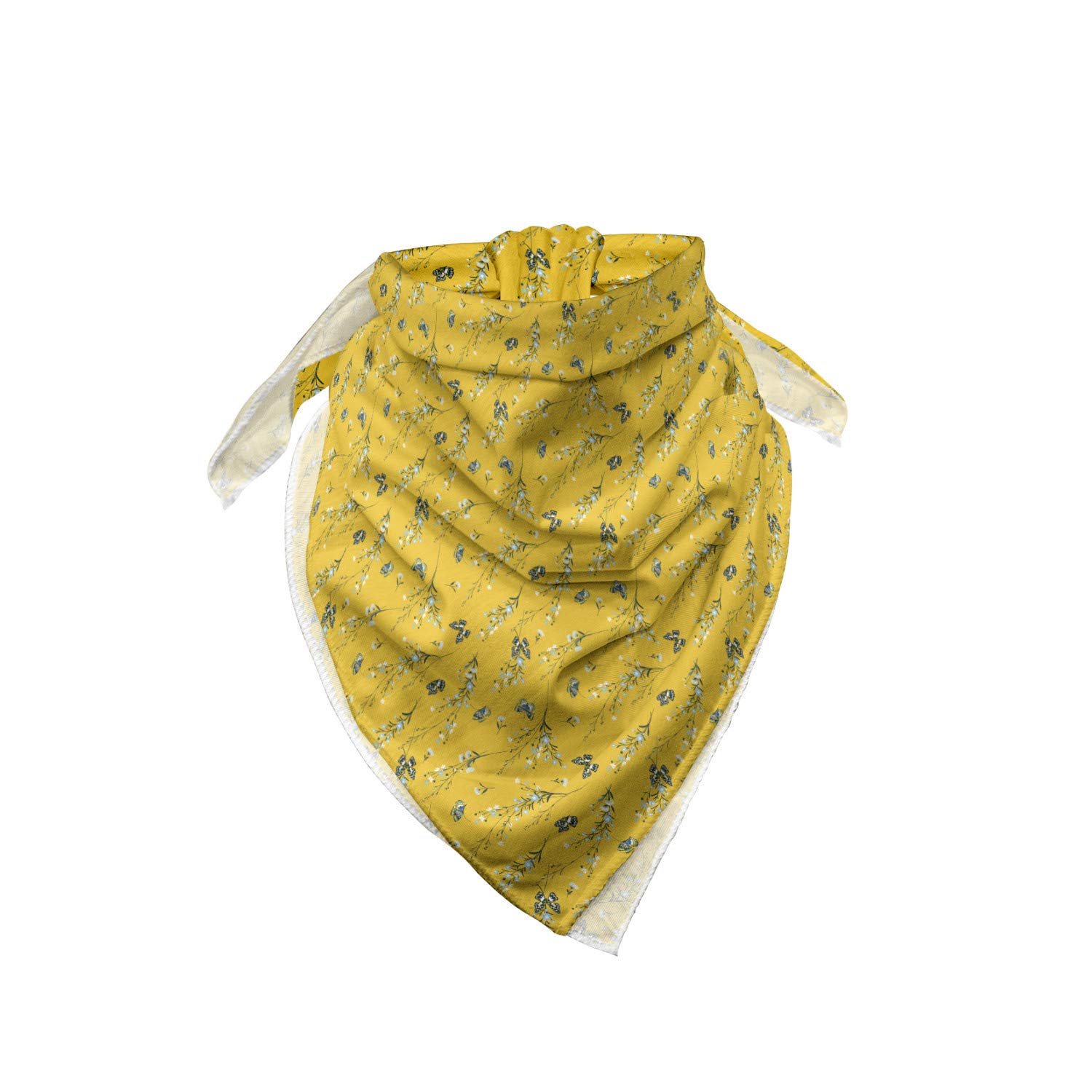 Lunarable Bandana Scarf - Floral Butterfly Print in Pale Orange & Dark Teal | Lightweight Fashion Accessory for Women, Outdoor Activities & Summer Outfits