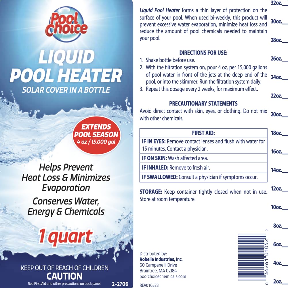 Premium Liquid Solar Pool Cover - SpaChoice 2-Pack (1 Quart Each) | USA-Made Pool Heater in a Bottle for Energy Efficiency | Perfect for Inground & Above Ground Pools, Hot Tubs, and Spas