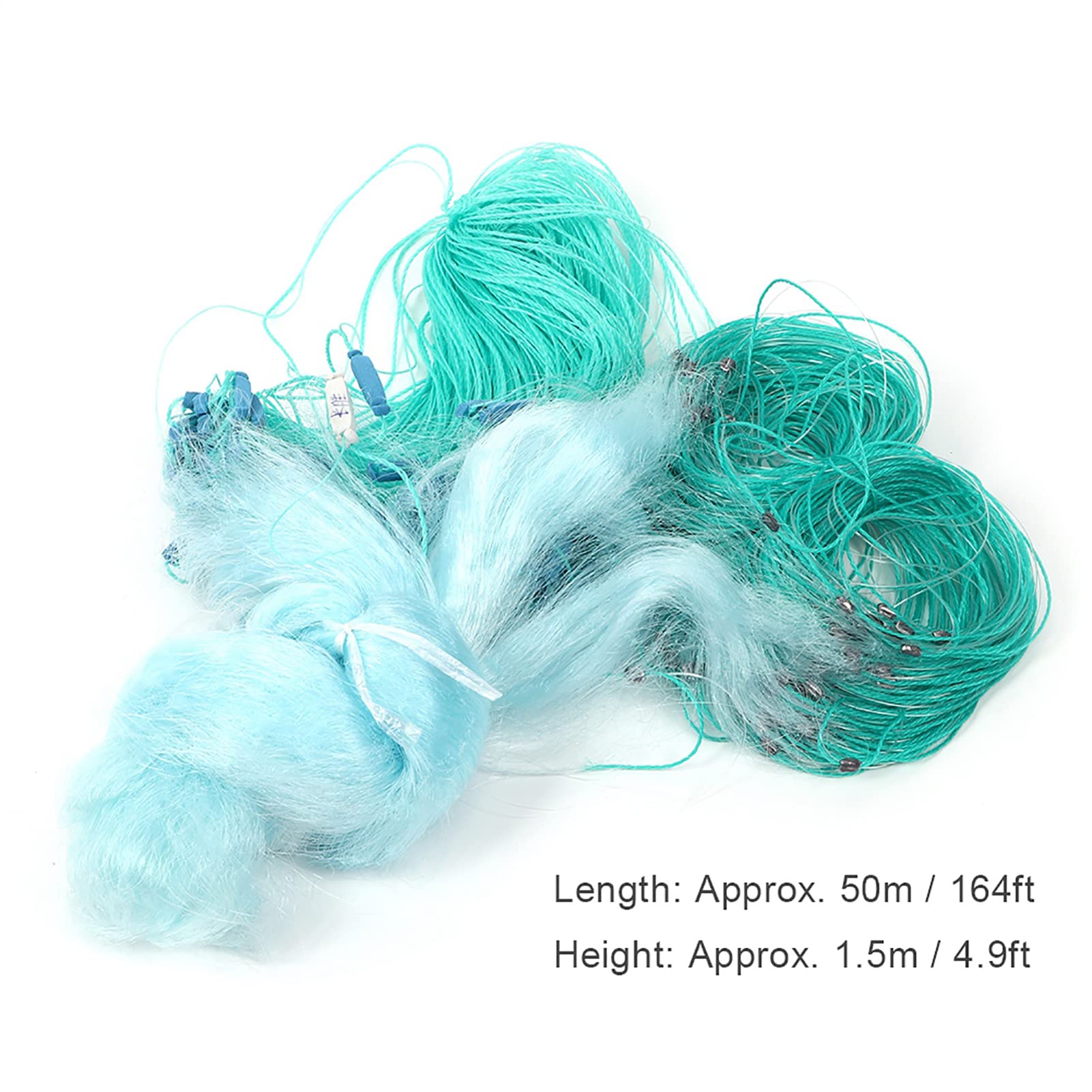 AUNMAS 50m/1.5m 3-Layer Nylon Saltwater Fishing Net - Hand Throw Bait Trap, Gill Net, Spin Net for Outdoor Fishing with Accessories (3 Finger) - Perfect for Saltwater Fishing, Shore Casting, and Bait Collection