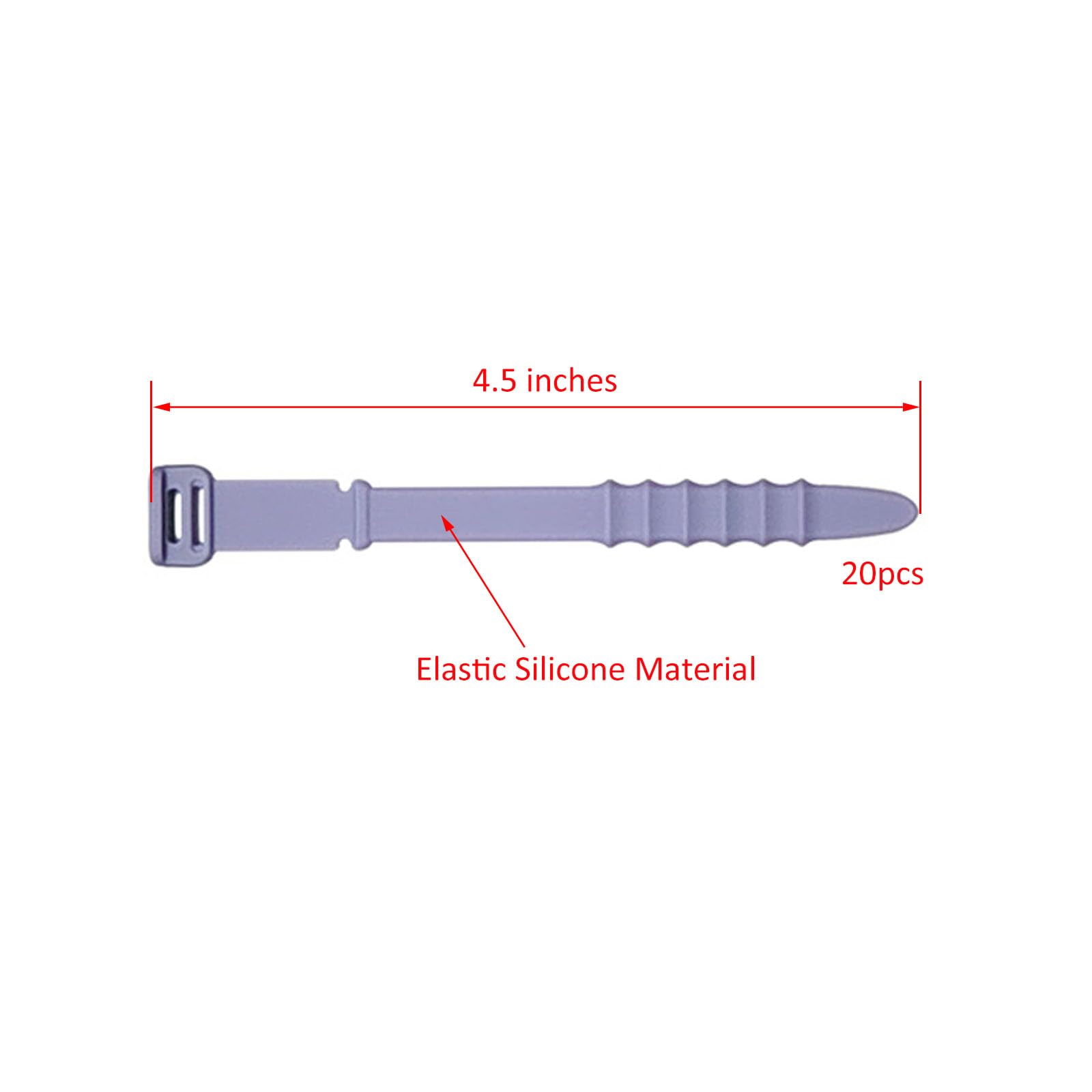 Reusable Silicone Zip Ties - 20 Pack 4.5 Inch Purple Elastic Cable Ties for Cord Management | Durable Wire Organizer for Home, Office, Travel & DIY Projects | Perfect for Electronics, Chargers, Headphones & Garden Tools