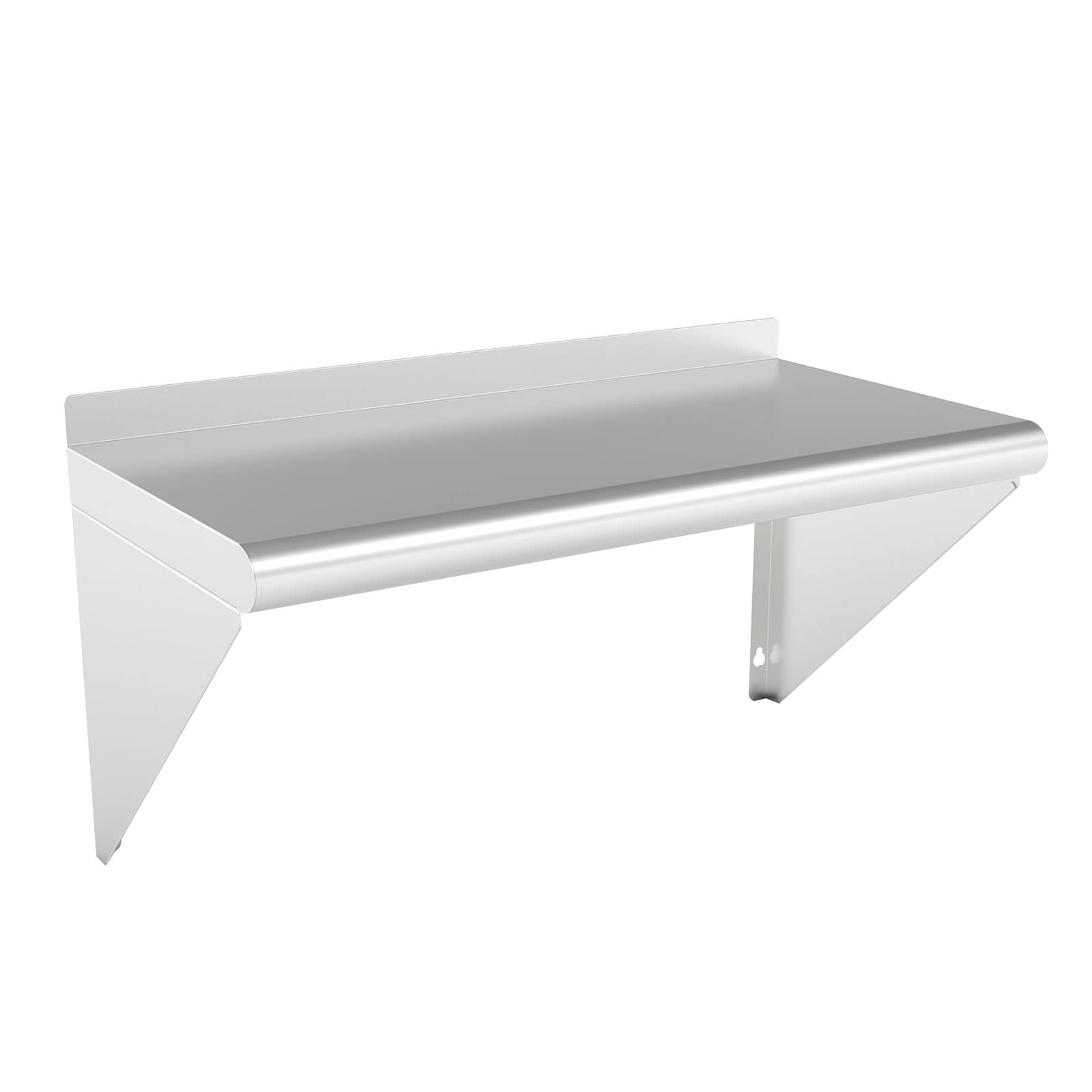 Heavy Duty Stainless Steel Wall Shelf 12x24 Inches - 300 lb Capacity, Commercial Grade Metal Floating Shelves with Backsplash & 2 Brackets for Restaurant, Kitchen, Garage, Home, Bar, Utility Room, Hotel - Perfect for Organizing Spices, Displaying Decor or Storing Heavy Tools