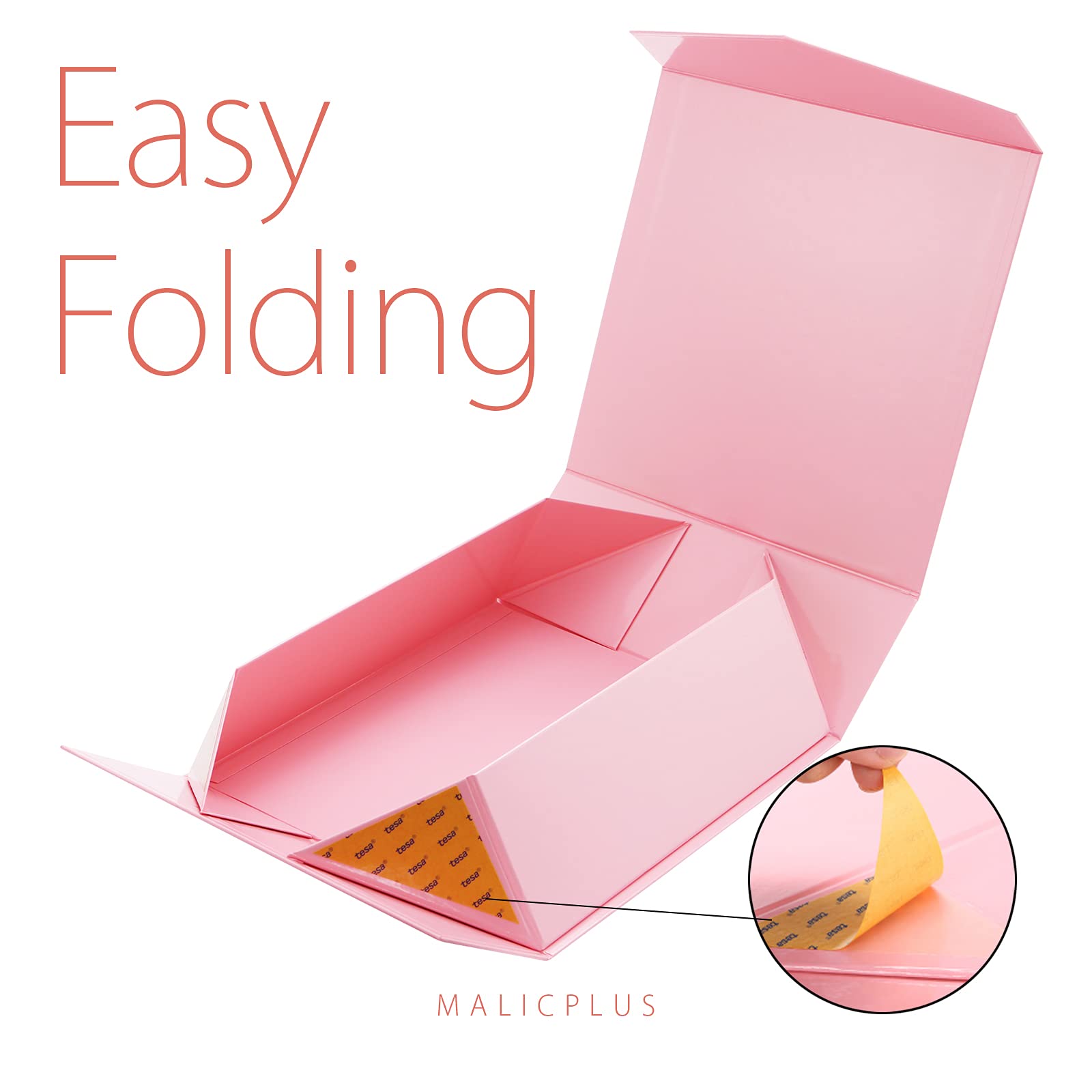 9x9x3.4 Inch Large Pink Gift Box with Magnetic Lid - Elegant Bridesmaid Proposal Gift Box for Weddings, Birthdays & Special Occasions | Premium Glossy Finish for Jewelry, Cosmetics & Keepsakes