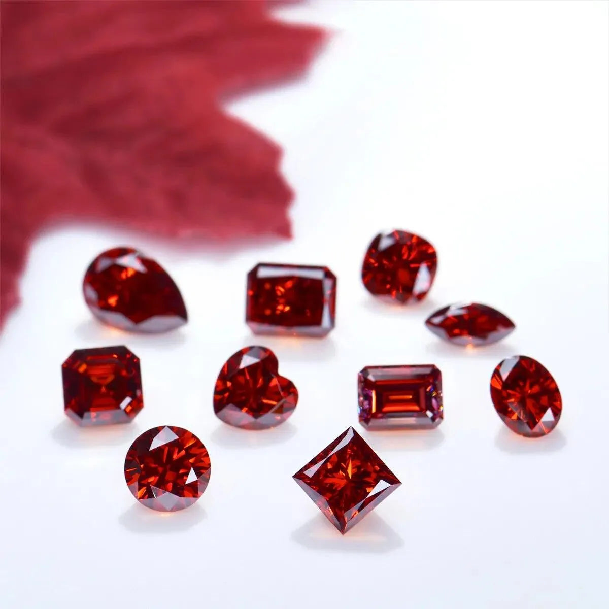 Premium VVS1 Certified Dark Red Garnet Moissanite Loose Stones (0.5ct-9ct) - Diamond Test Passed for Jewelry Making, Engagement Rings & Luxury Bead Designs