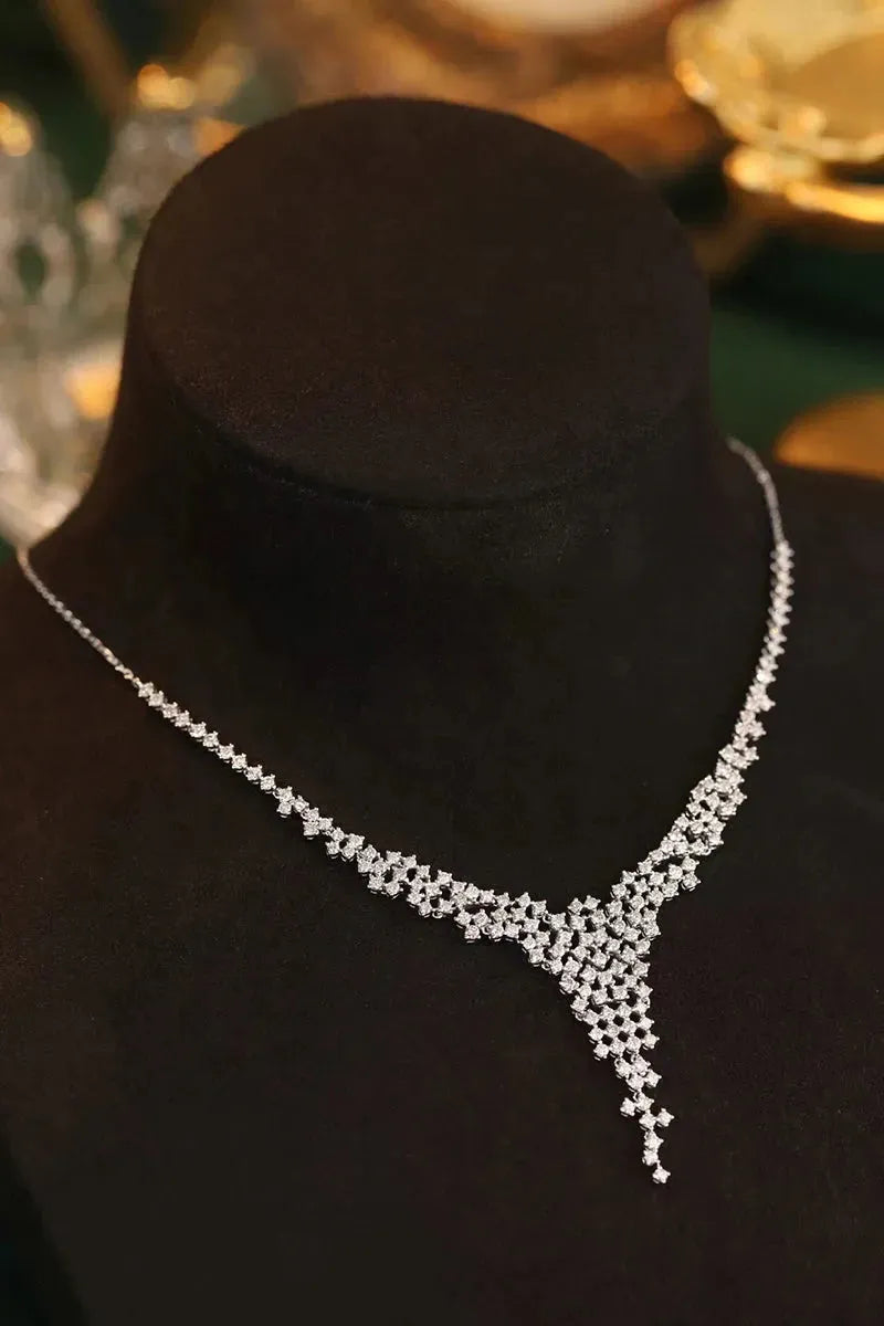 18K White Gold Diamond Necklace for Women - 3.0 Carat Real Natural Diamond Luxury Pendant - Elegant Galaxy Style Jewelry Gift for Anniversary, Wedding & Special Occasions