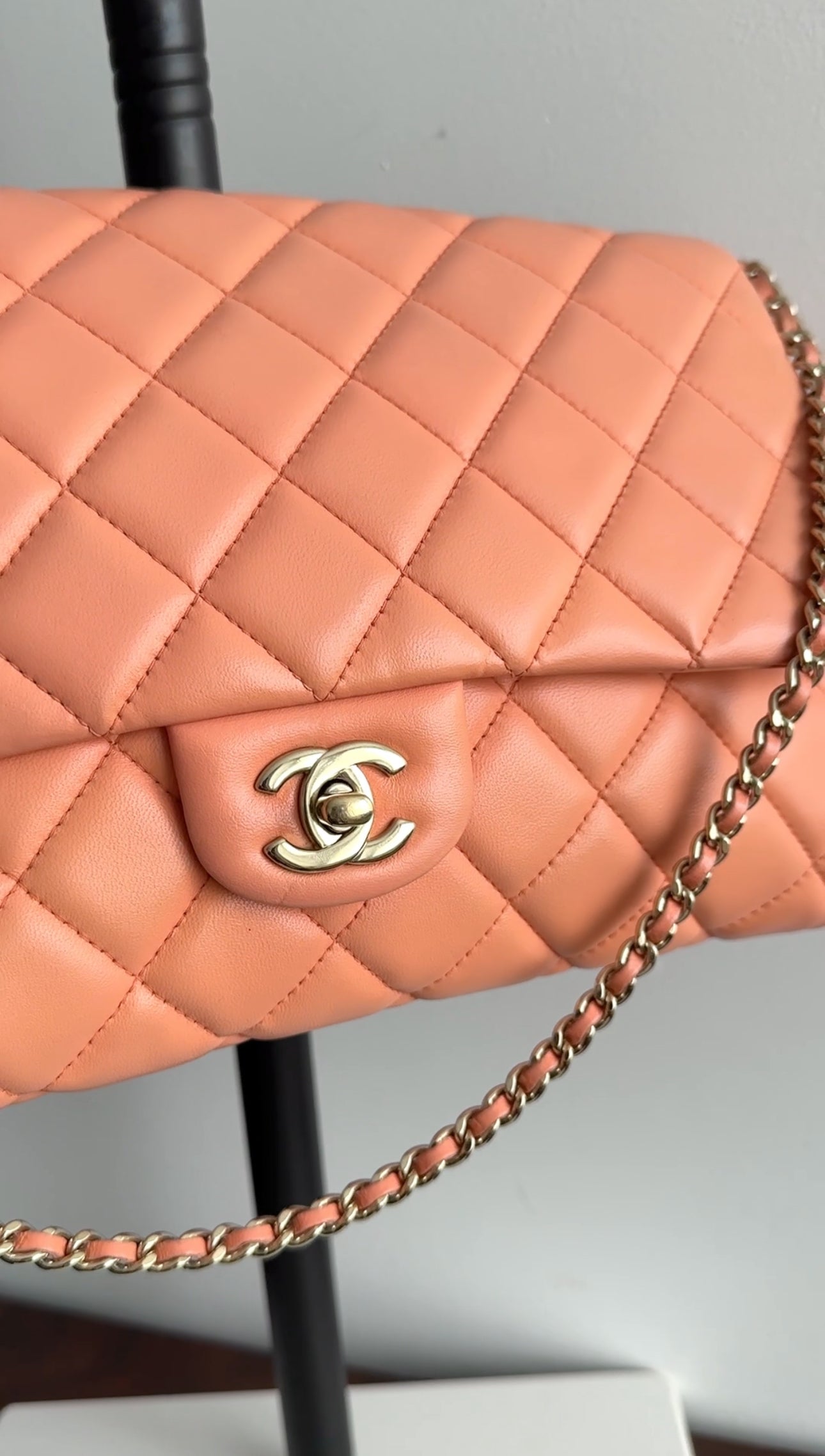 Chanel Peach Quilted Leather Timeless Chain Clutch Flap Bag - Luxury Designer Handbag for Women, Perfect for Evening Parties, Weddings & Special Occasions