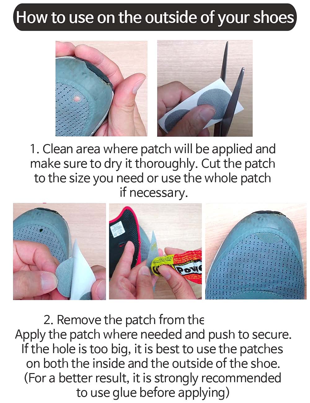 10-Pack Black Circle & Square Shoe Hole Prevention Repair Patches - Anti-Wear Inserts for Sneakers & Boots - Perfect for Kids' School Shoes, Work Boots, and Athletic Footwear