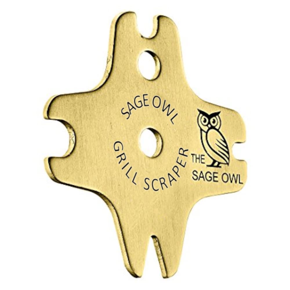 Sage Owl Bristle-Free Brass BBQ Grill Scraper with 21.5