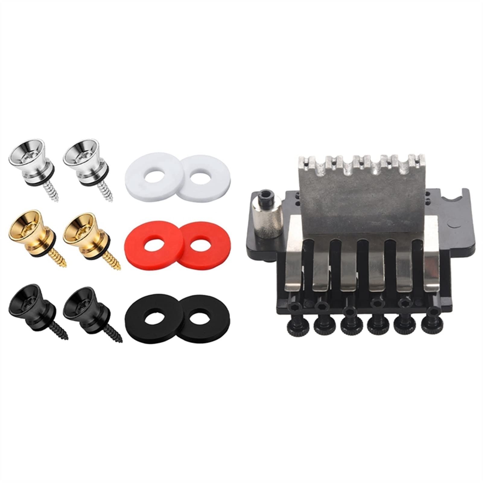 Premium Electric Guitar Tremolo Bridge System - Double Locking Edge with Logo & 3-Pair Strap Buttons - Professional Upgrade for Rock, Metal & Stage Performances