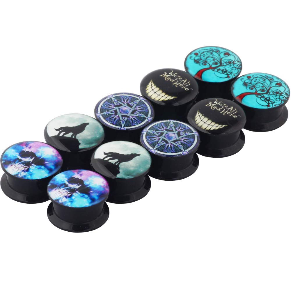 TIANCI FBYJS 5 Pairs Acrylic Ear Tunnels Plugs Expander 00G Stretcher Earrings Screw Ear Piercing Body Jewelry for Men Women - Perfect for Stretching, Gauging, and Alternative Fashion Styles