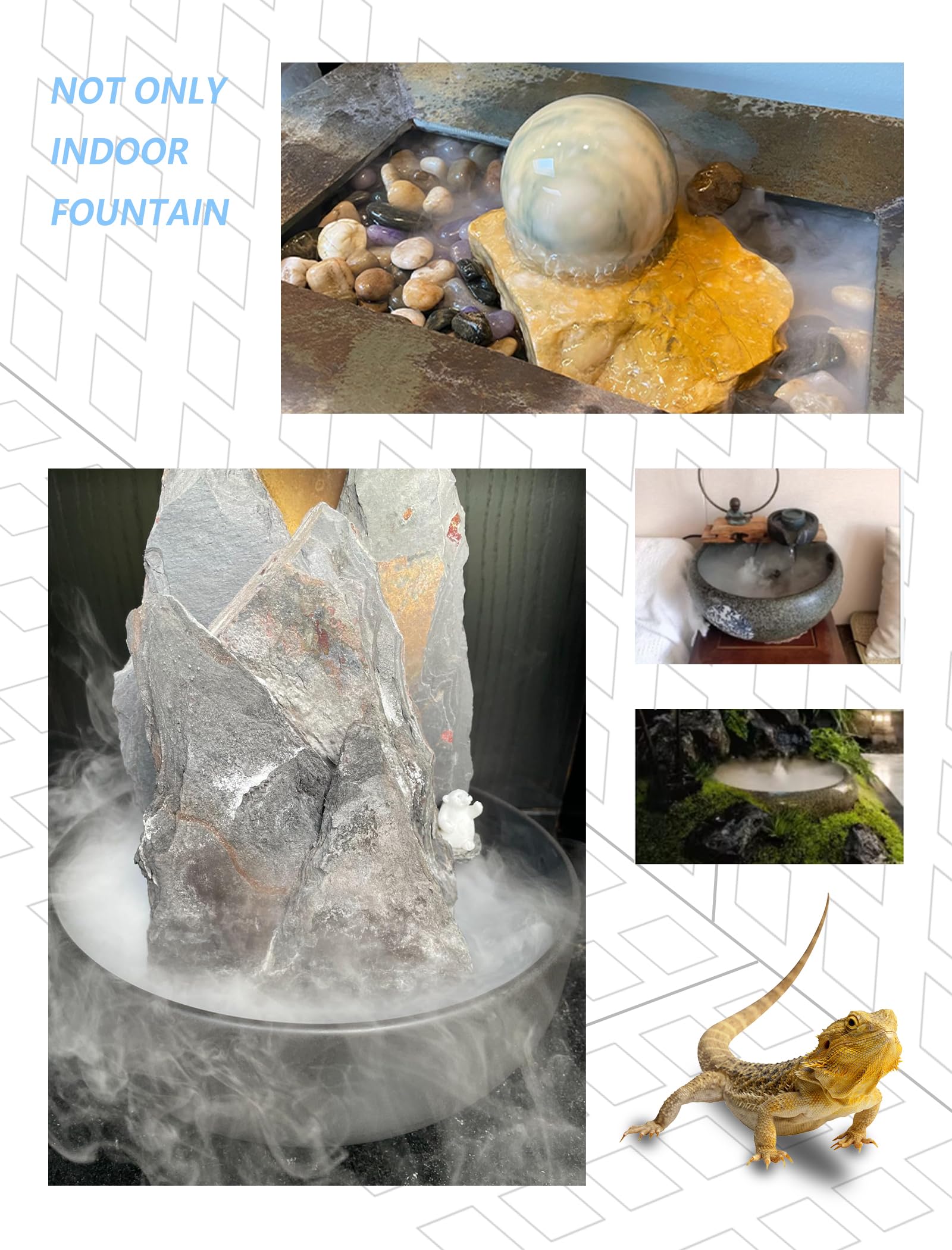 Alizzy Ultrasonic Mist Maker - Indoor Fountain & Pond Fogger, Portable Reptile Humidifier, Mini Fog Machine for Halloween Decorations - Perfect for Home, Office, and Party Decor
