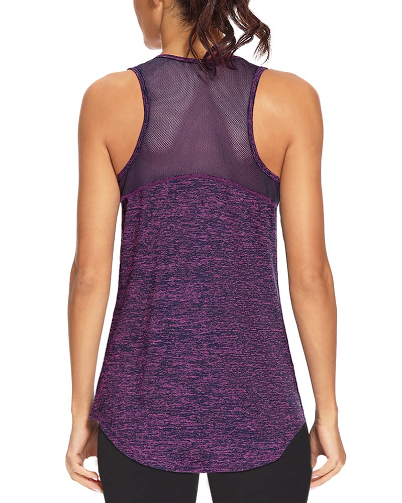 Quccefods Women's Workout Tank Tops - Breathable Sleeveless Athletic Yoga Shirts with Mesh Racerback for Gym, Running & Yoga | Moisture-Wicking Activewear for Fitness & Sports