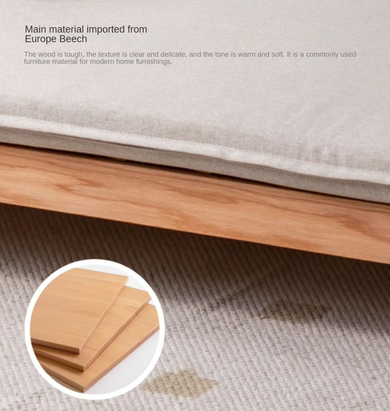Solid Oak & Beech Wood Sofa Bed - Convertible Sleeper Sofa for Small Spaces, Guest Room & Living Room Furniture - Durable & Stylish Modern Design