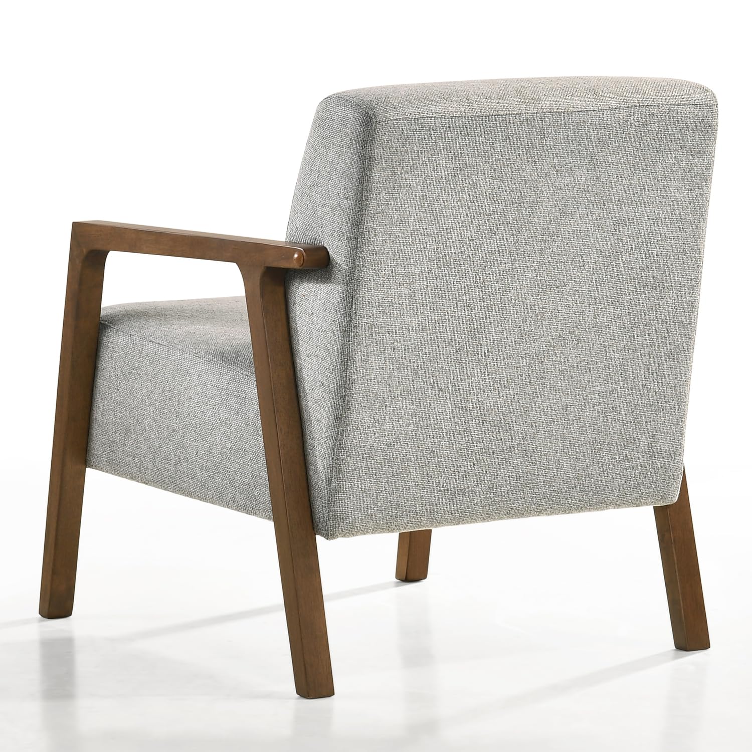 Fletcher Solid Wood & Fabric Upholstered Lounge Accent Chair - Grey Modern Living Room Chair for Home Office, Reading Nook & Cozy Sitting Area