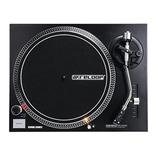 Reloop RP-2000 MK2 Professional Direct Drive DJ Turntable Set (Pair) with Dust Covers & Vinyl Record Cleaning Kit - Perfect for DJs, Clubs & Home Music Enthusiasts