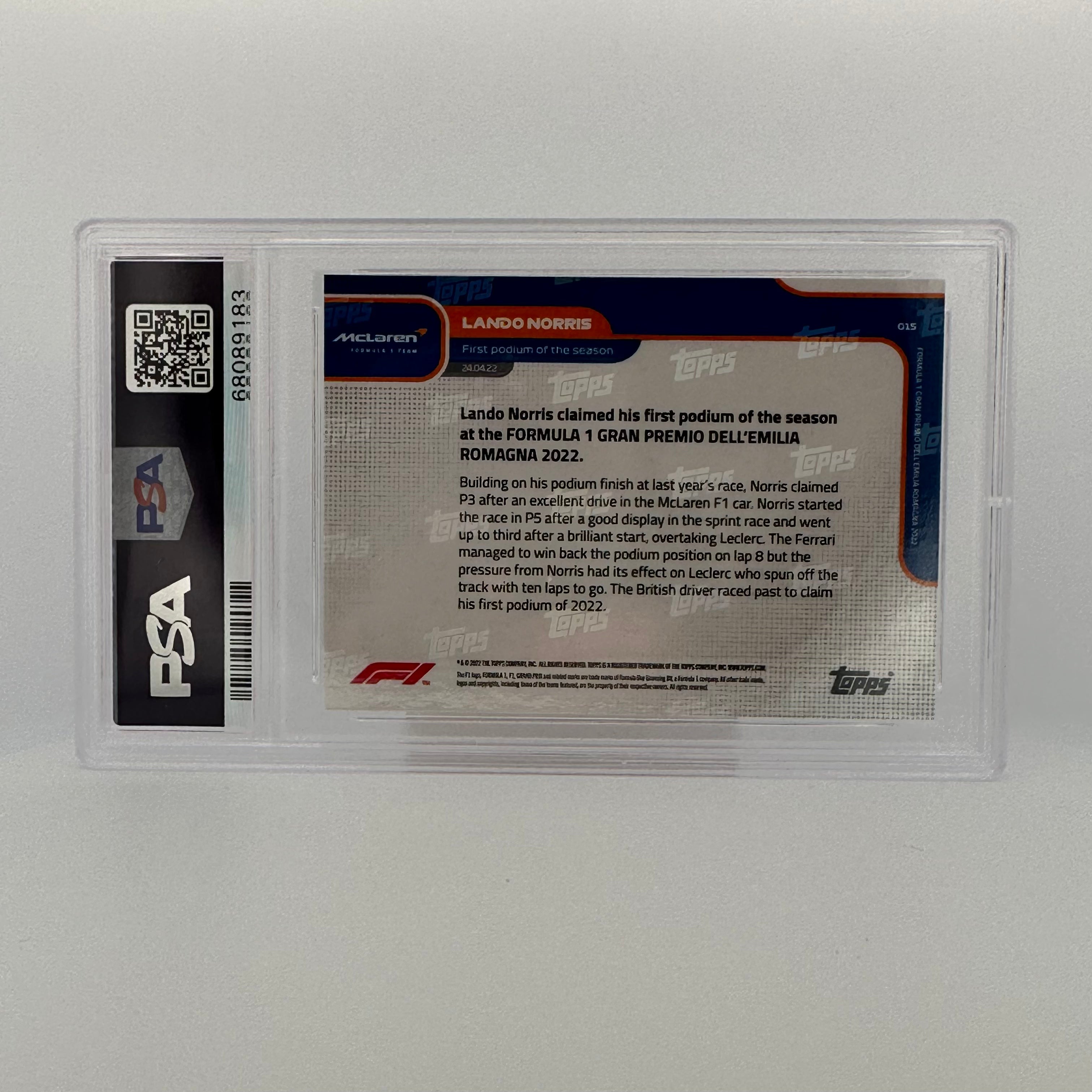 2006 Topps Chrome Lando Norris #15 Orange Refractor PSA 10 - Rare F1 Racing Card for Collectors & Fans - Perfect for Display, Trading, and Investment