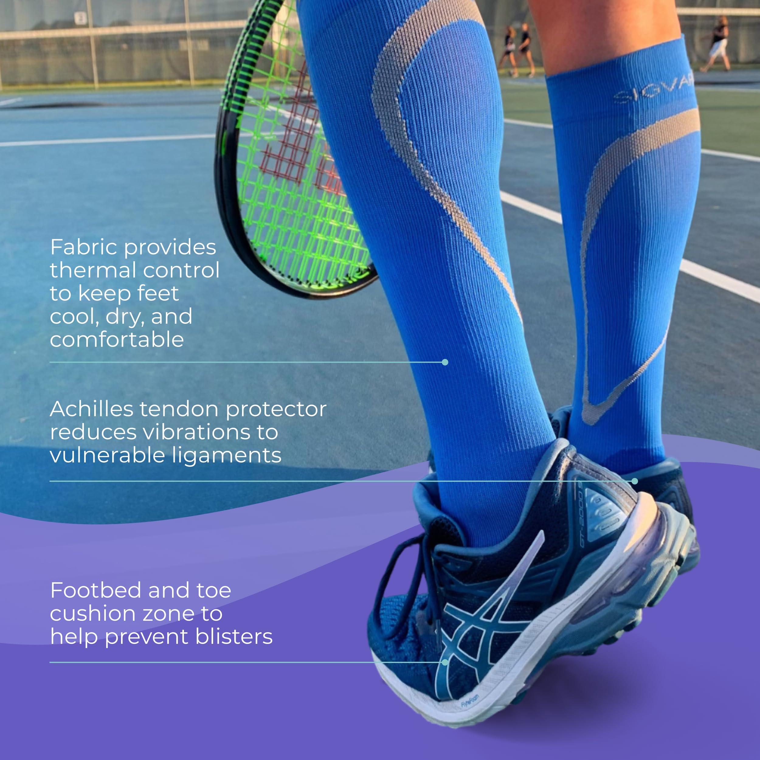 Sigvaris Motion 412 High Tech Knee High Compression Socks - 20-30 mmHg Gradient Support for Women & Men - Sig412C - Ideal for Travel, Running & Varicose Vein Relief