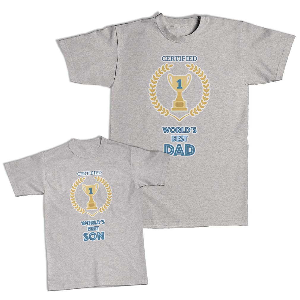 Father and Son Matching Outfits Set - Best Dad & Birthday Boy T-Shirts - Certified World's Best Dad Trophy - Perfect for Father's Day Gifts, Family Photos & Special Occasions
