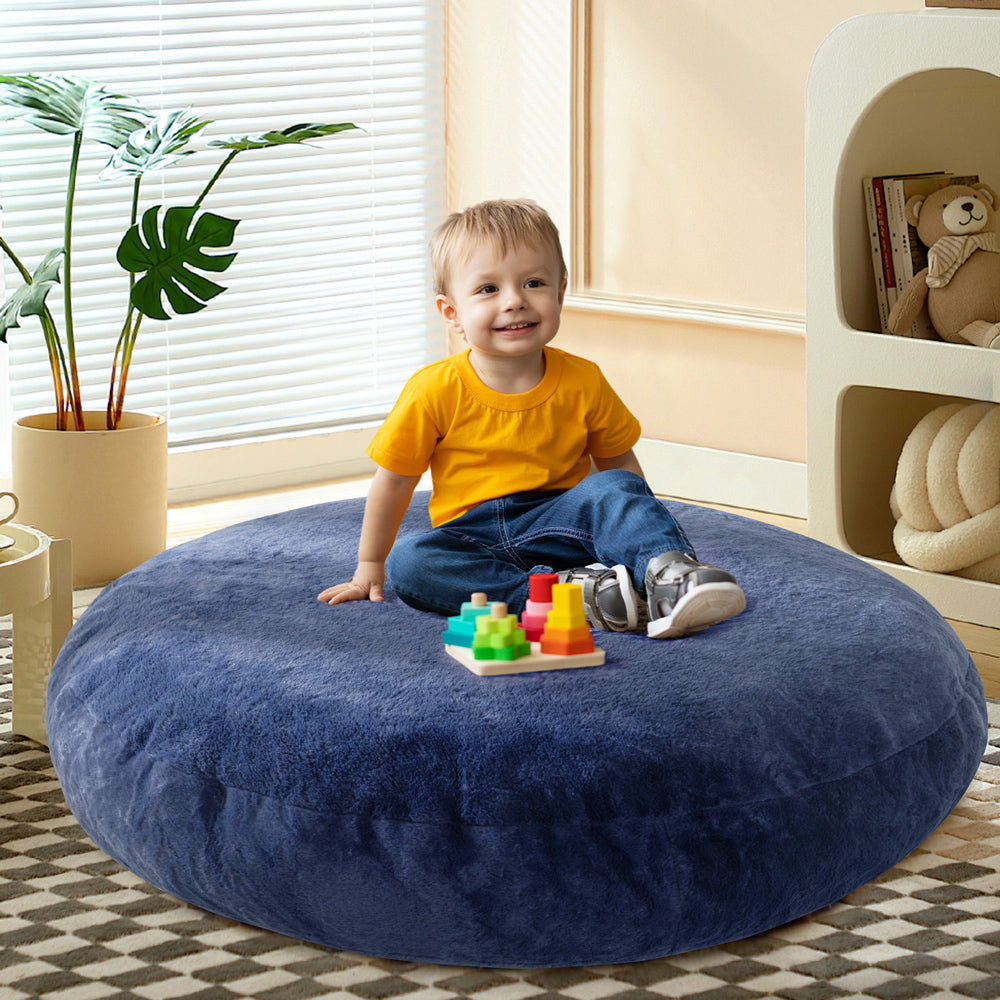 MAXYOYO 2-in-1 Kids Bean Bag Bed & Chair - Convertible Floor Cushion for Playroom, Nursery or Dorm (Blue) - Perfect for Lounging, Reading & Sleepovers
