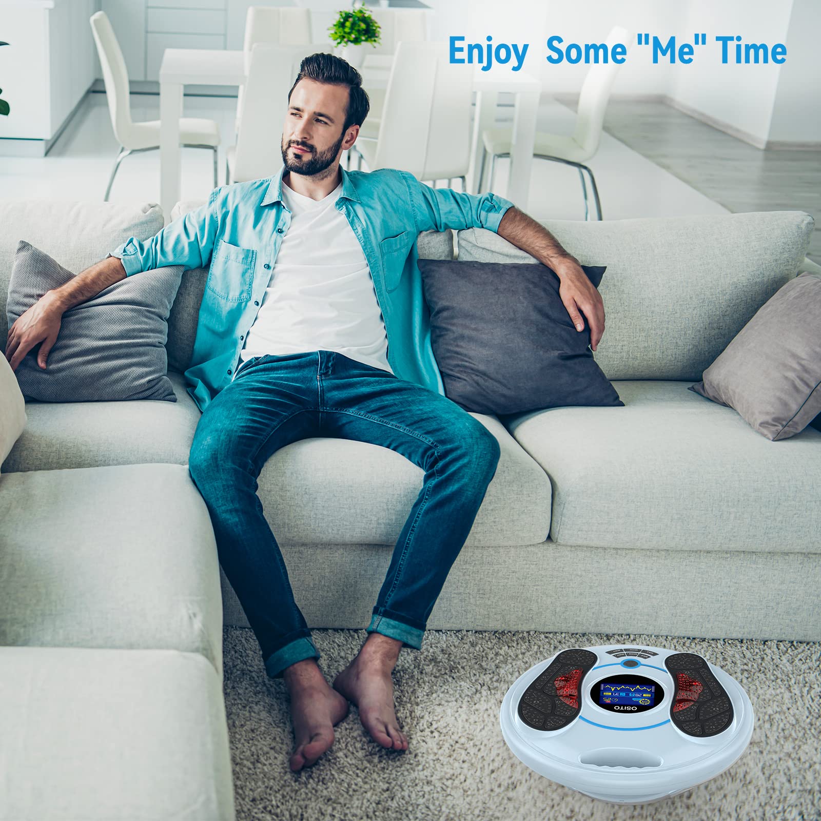 OSITO Foot Circulation Stimulator with EMS & TENS Technology - Electric Foot Massager for Improved Blood Flow, Pain Relief in Feet, Legs & Nerves - FSA/HSA Eligible - Perfect for Home Relaxation & Neuropathy Therapy